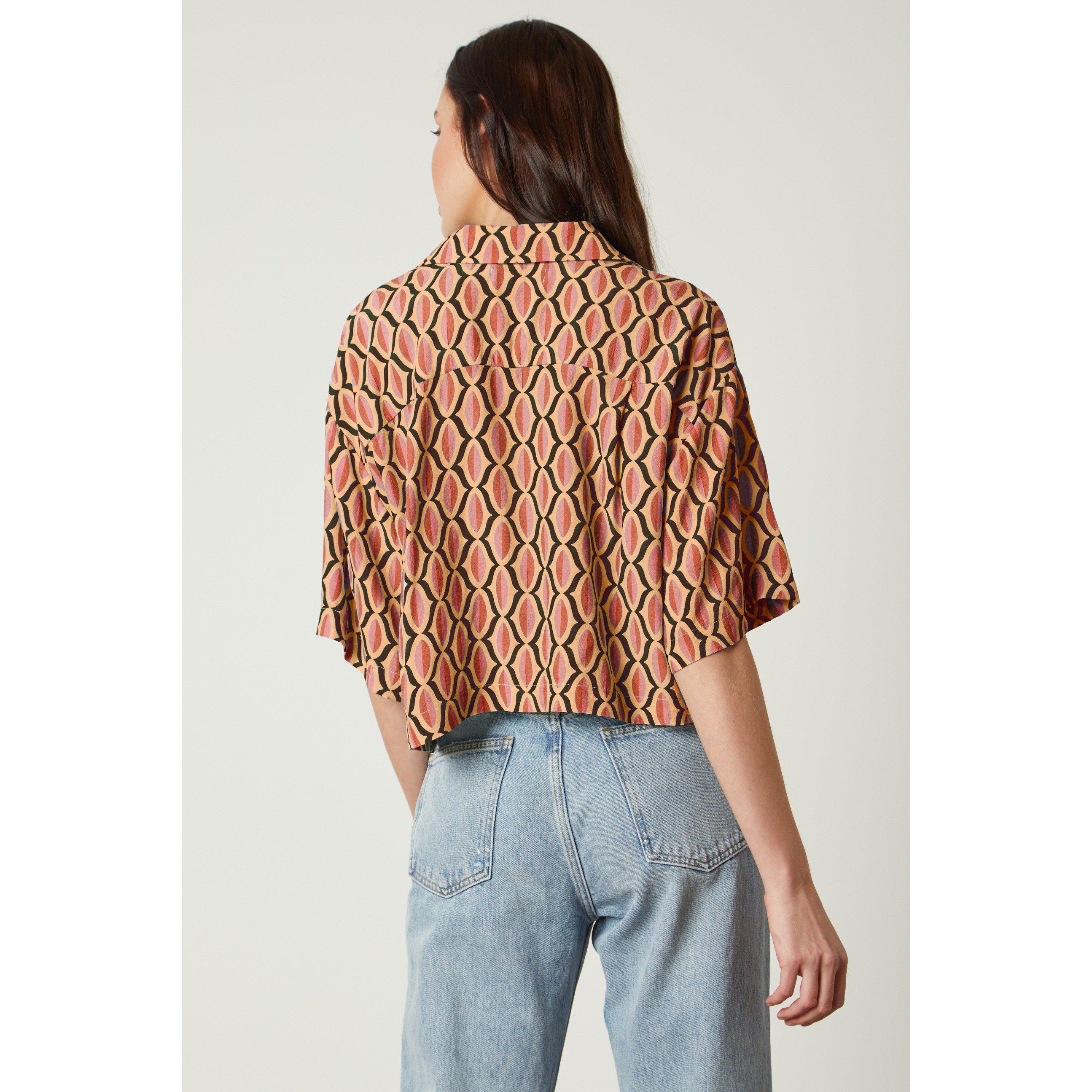 Orange - Velvet by Graham and Spencer - Women's Geo Regular Fit T-Shirt - 2