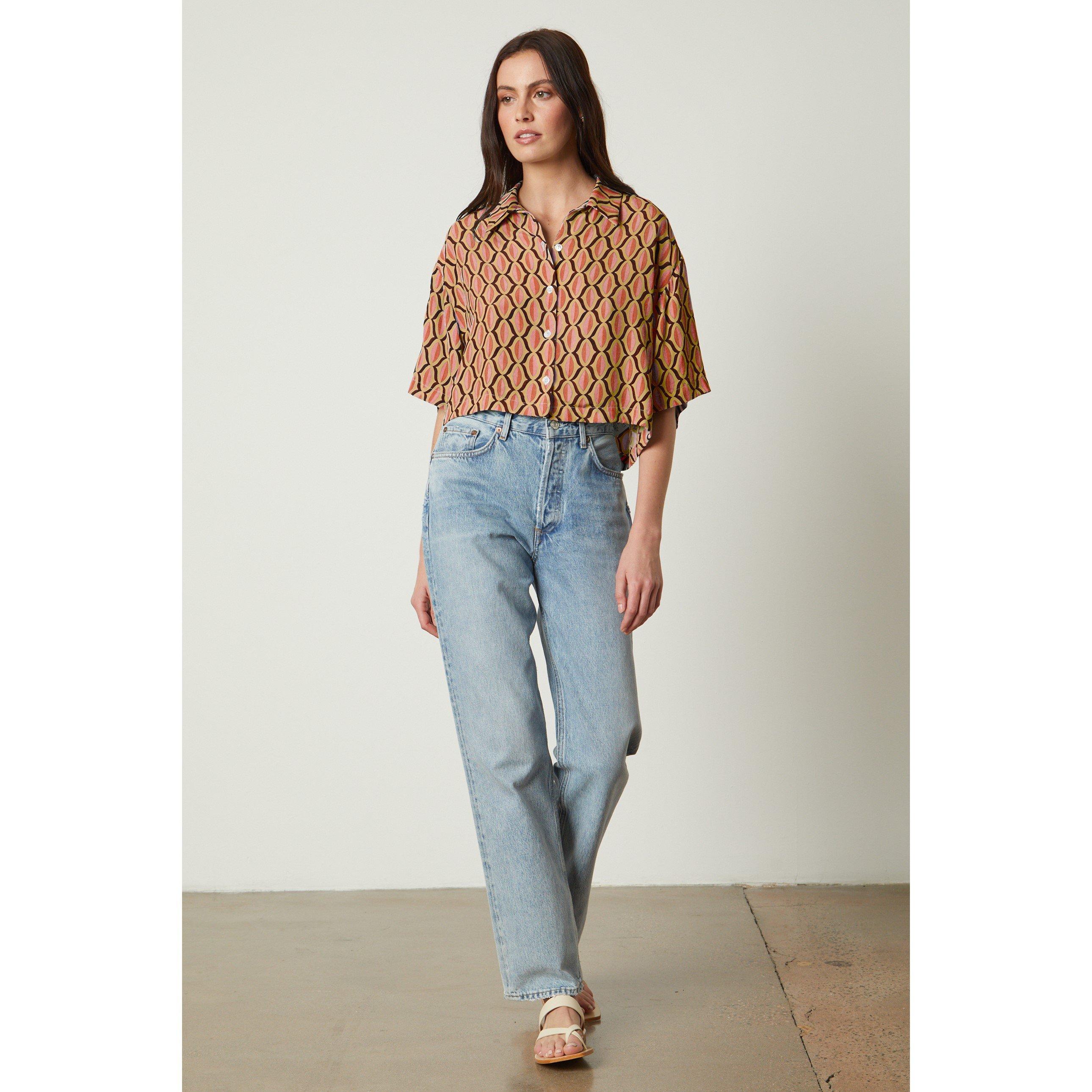 Orange - Velvet by Graham and Spencer - Women's Geo Regular Fit T-Shirt - 3