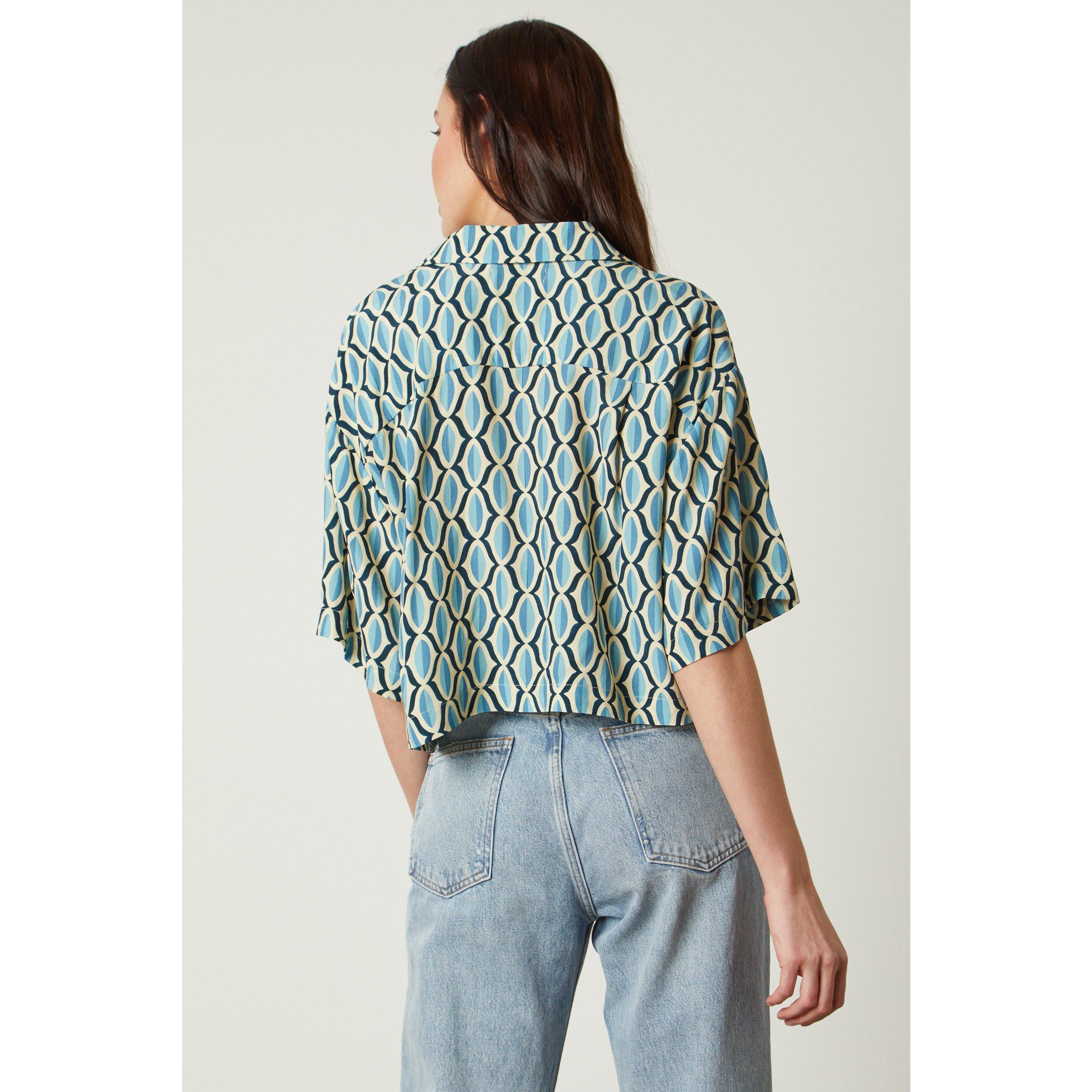 Blue - Velvet by Graham and Spencer - Women's Geo Regular Fit T-Shirt - 2