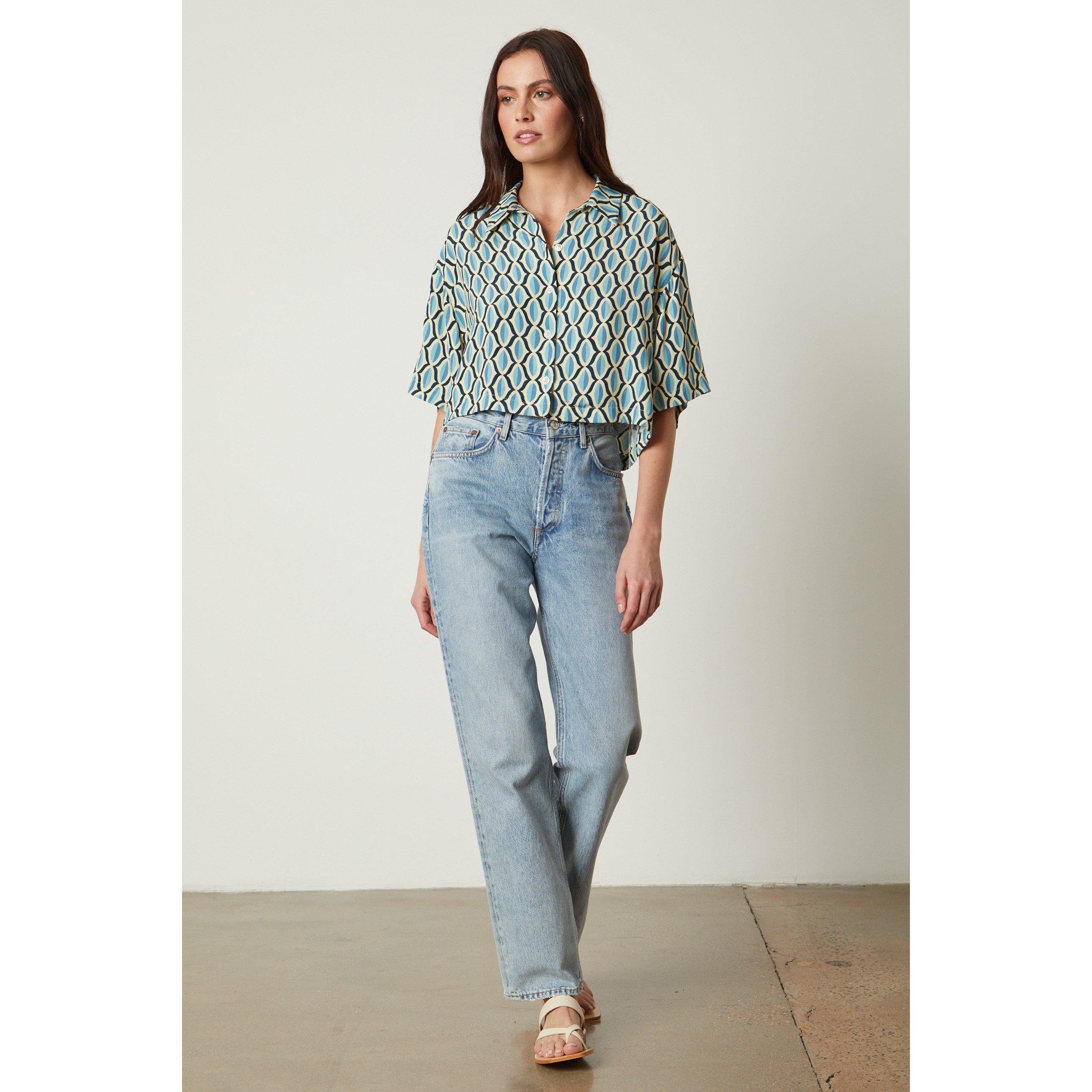 Blue - Velvet by Graham and Spencer - Women's Geo Regular Fit T-Shirt - 3