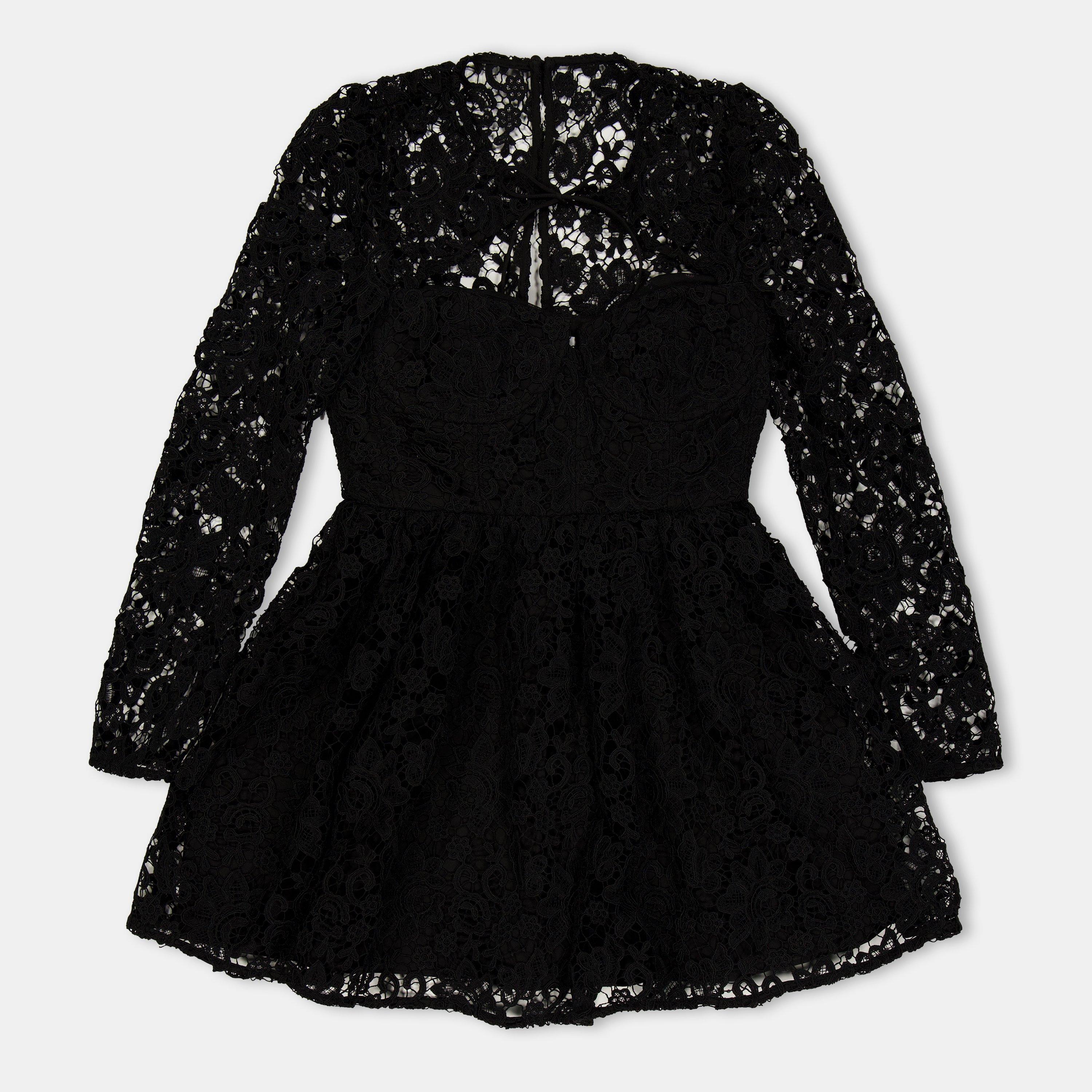 Black - Self Portrait - Women's Lace Mini Dress - 1