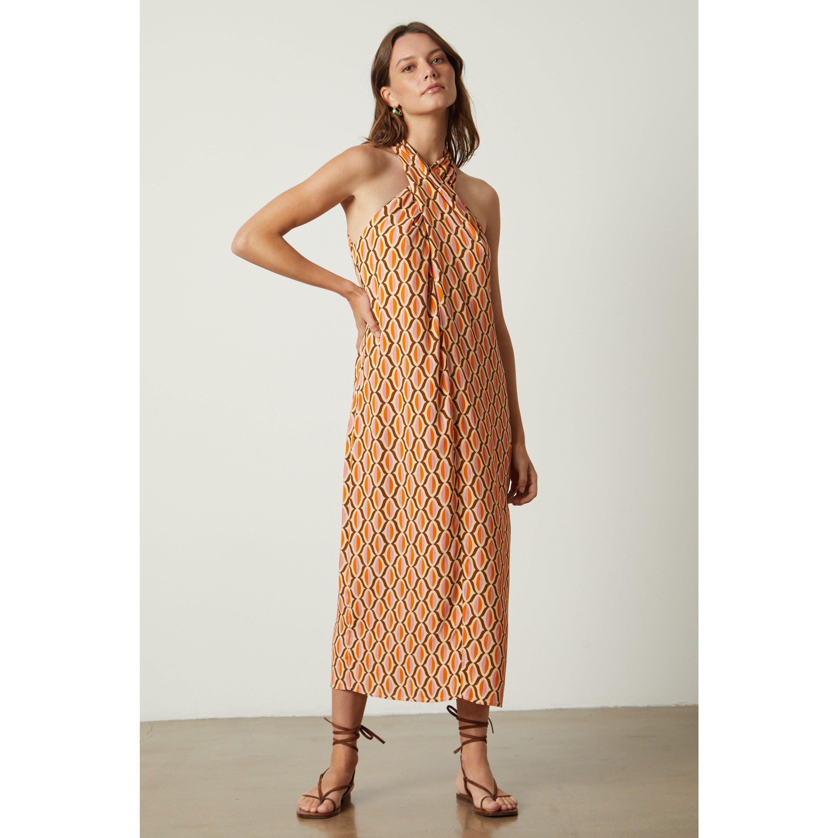 Orange - Velvet by Graham and Spencer - Women's Geo Shift Dress - 3