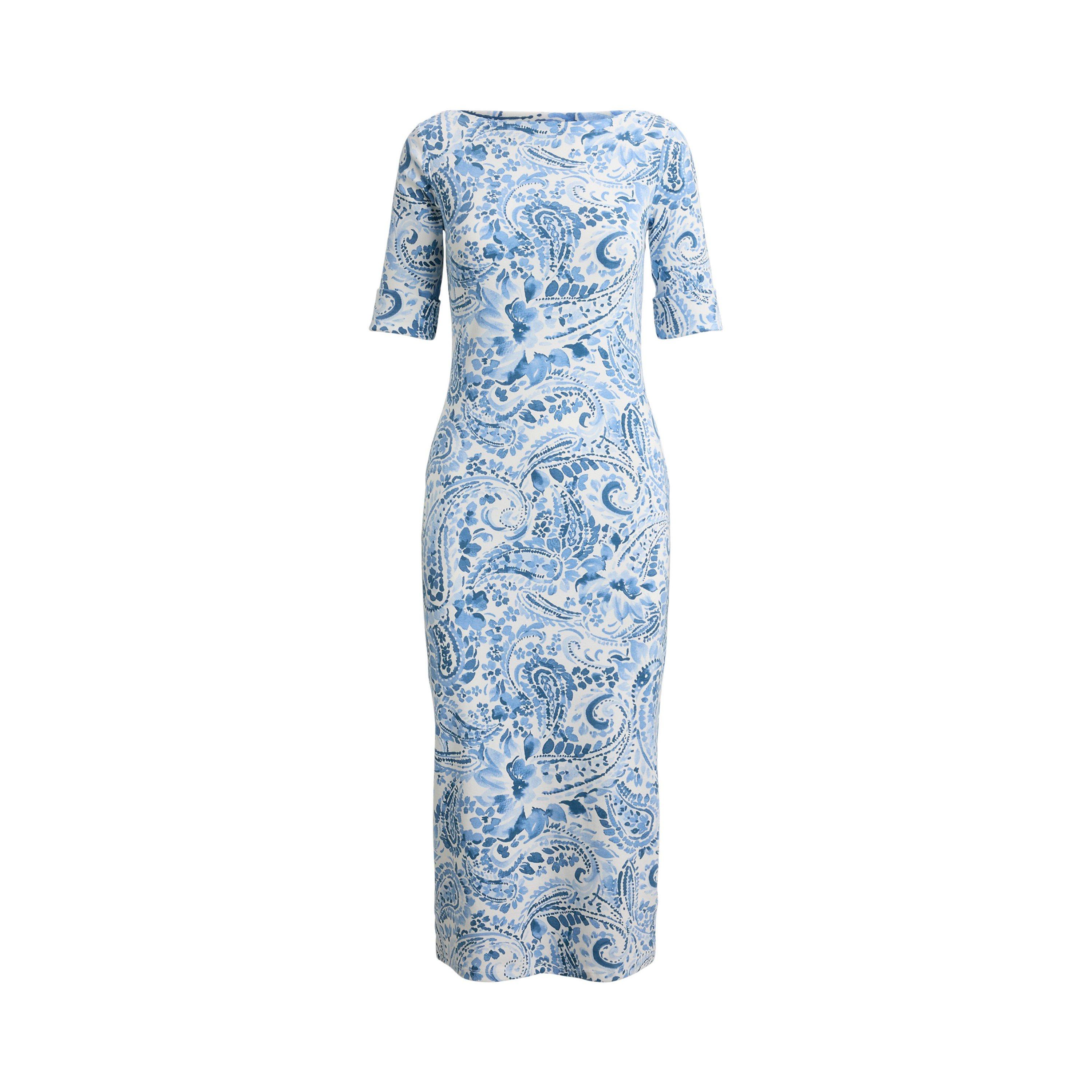 WHITE/BLUE - Lauren by Ralph Lauren - LRL Print Dress Ld62 - 1