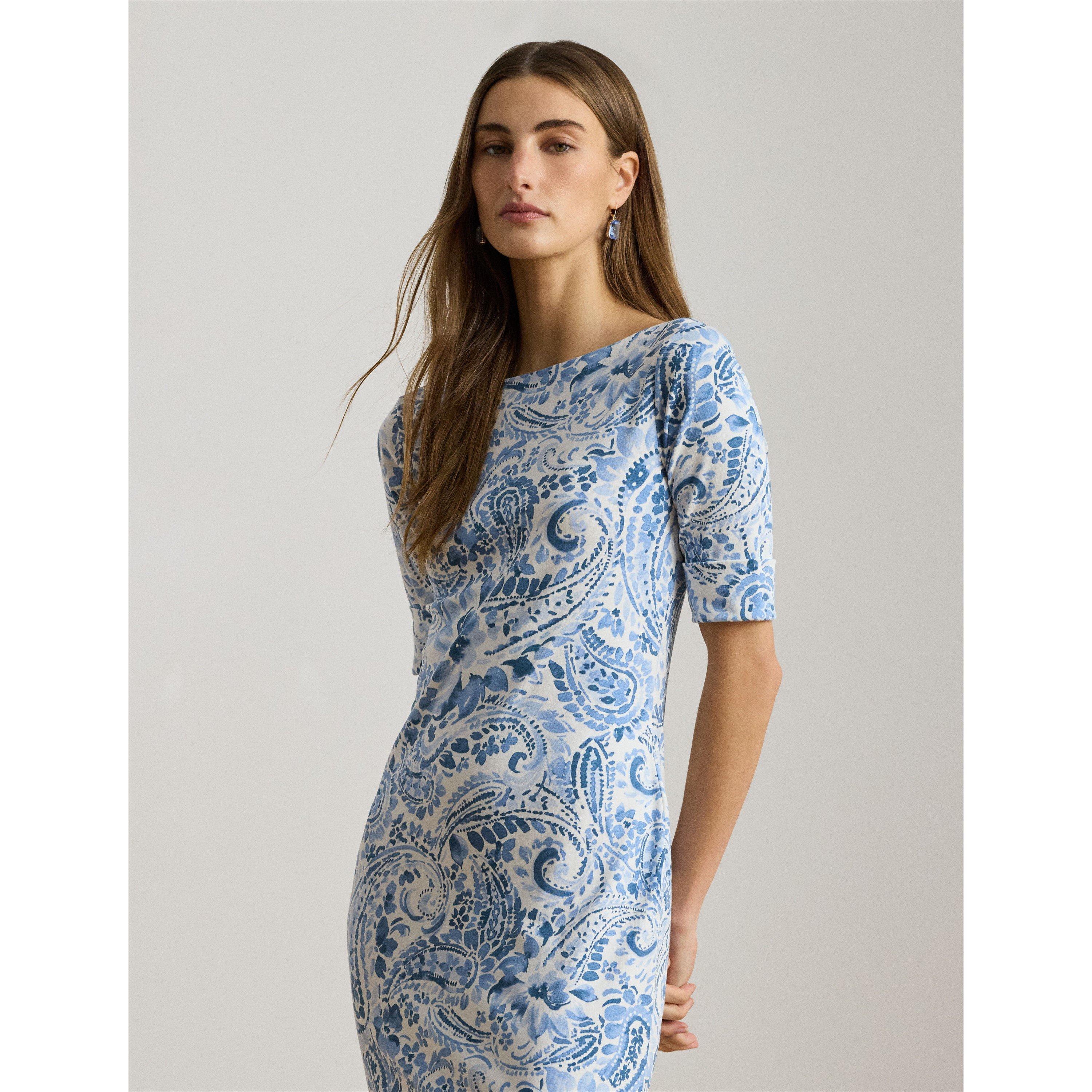 WHITE/BLUE - Lauren by Ralph Lauren - LRL Print Dress Ld62 - 2