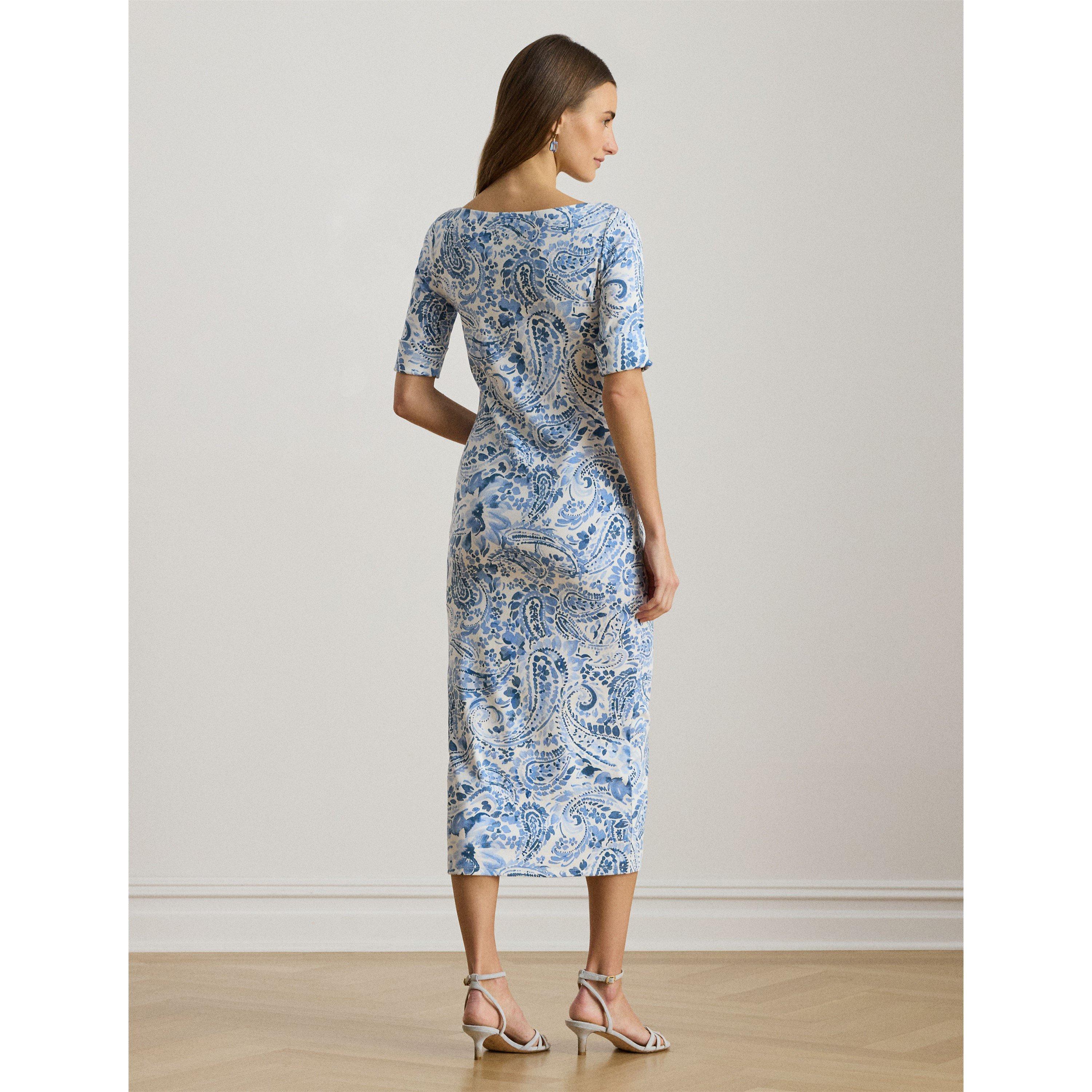 WHITE/BLUE - Lauren by Ralph Lauren - LRL Print Dress Ld62 - 3