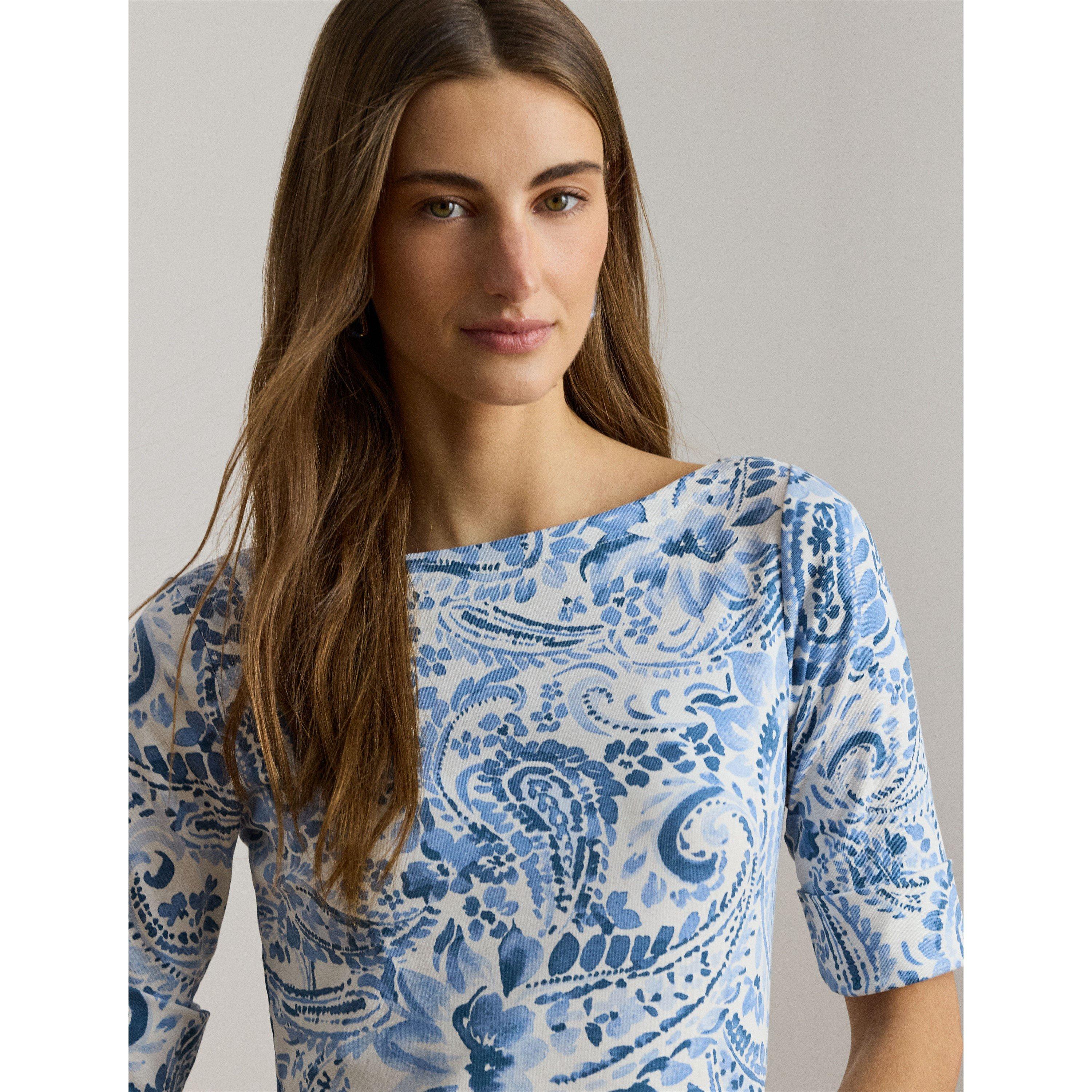 WHITE/BLUE - Lauren by Ralph Lauren - LRL Print Dress Ld62 - 4