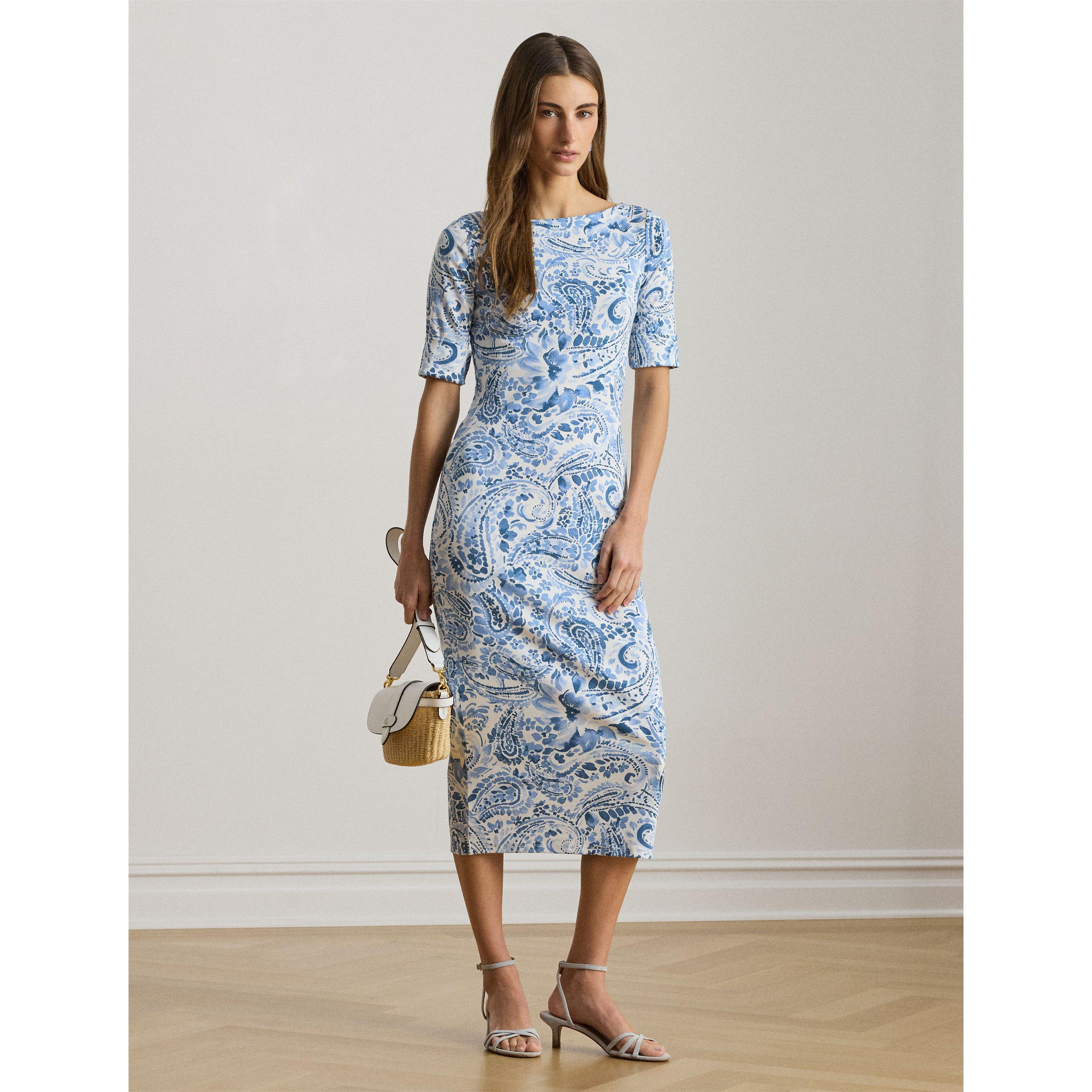 WHITE/BLUE - Lauren by Ralph Lauren - LRL Print Dress Ld62 - 5