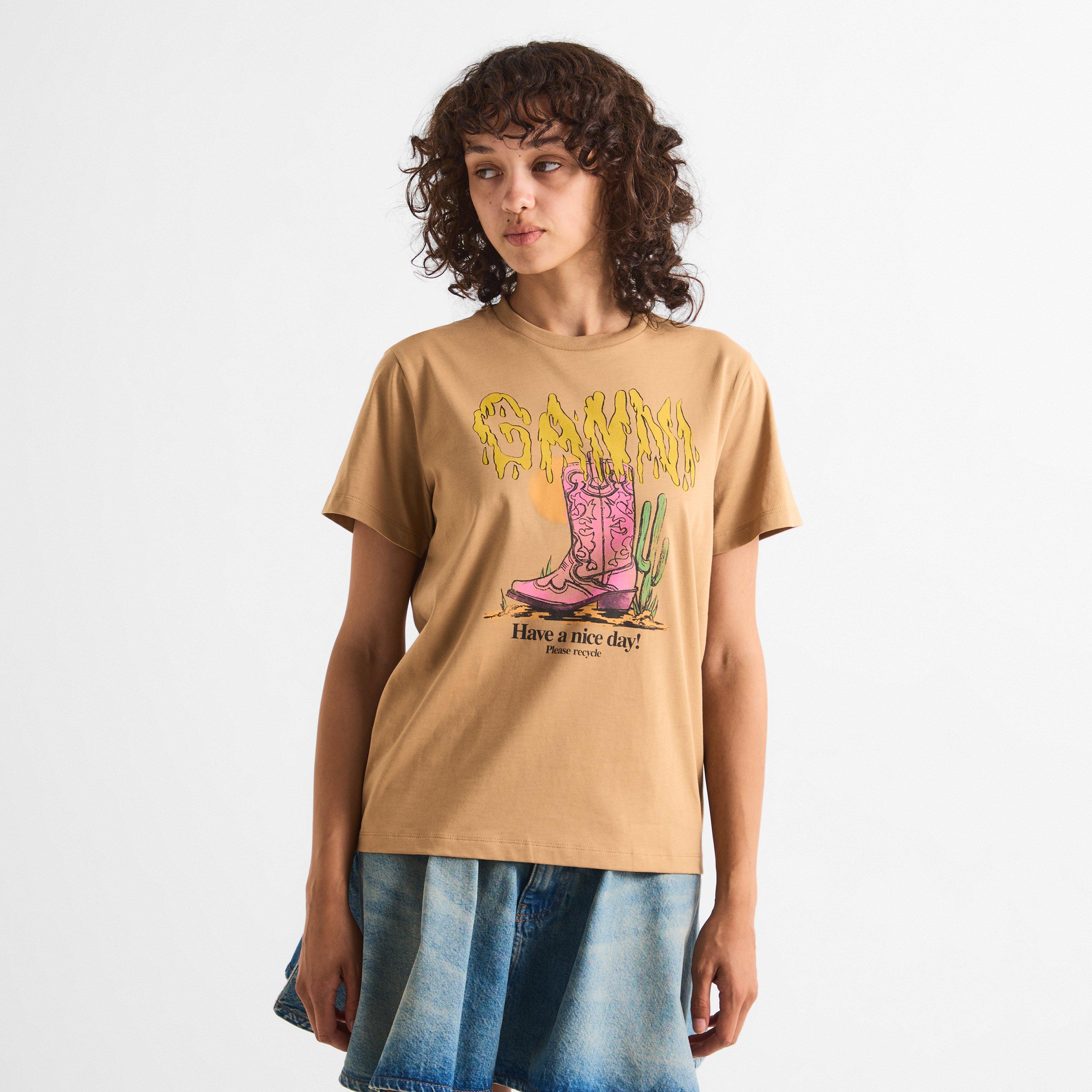 Sand - Ganni - Women's T-Shirt - 3