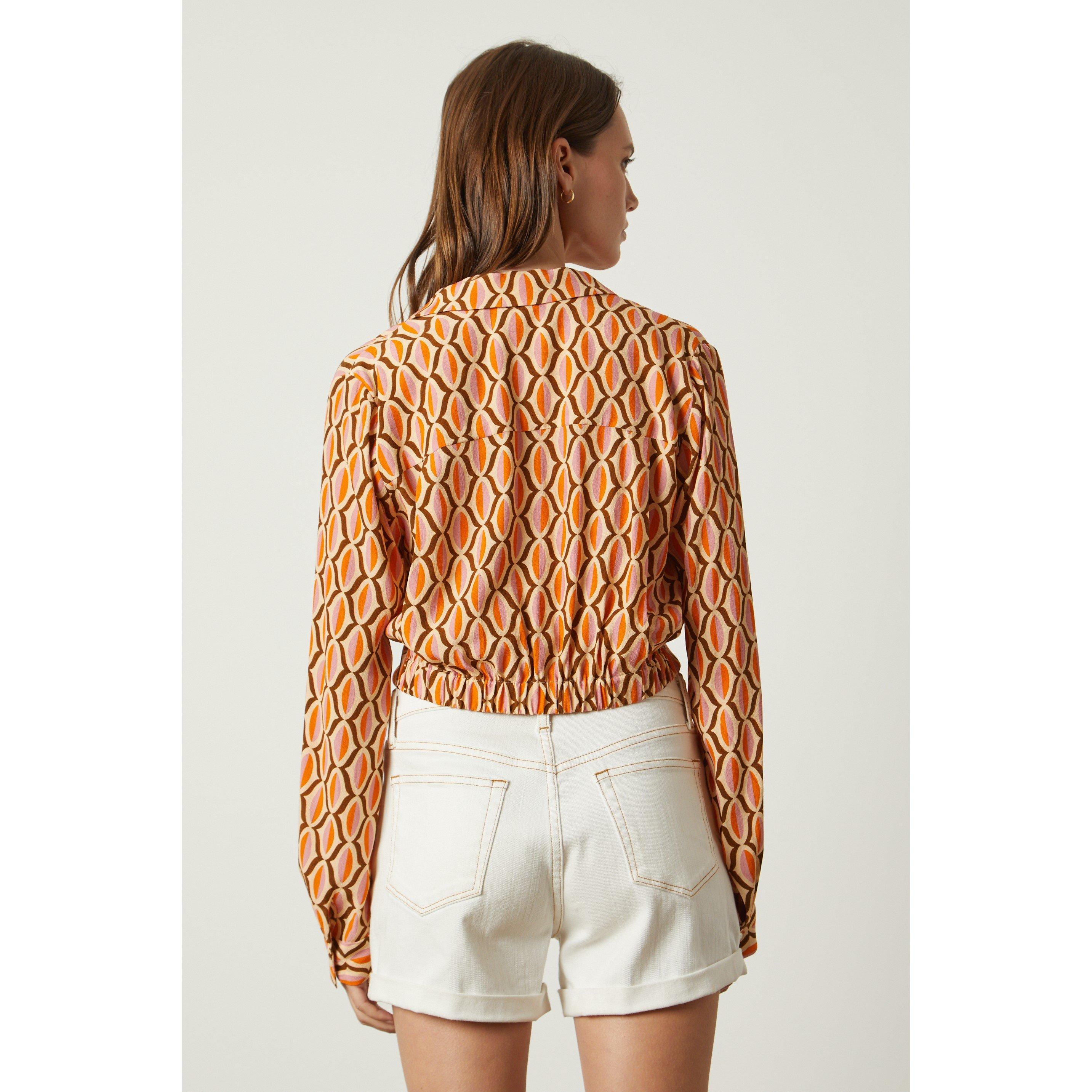 Orange - Velvet by Graham and Spencer - Women's Geo Regular Fit T-Shirt - 2