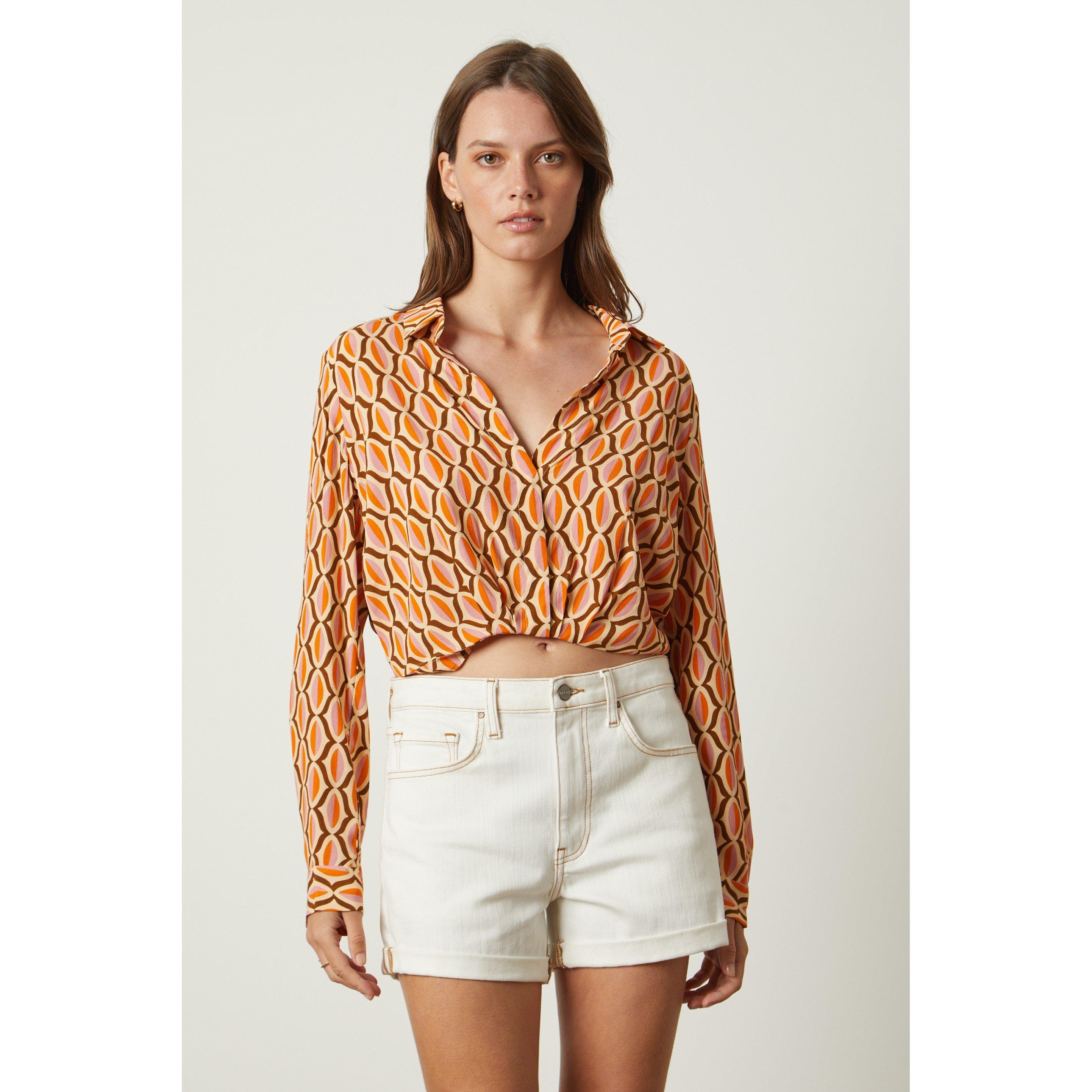 Orange - Velvet by Graham and Spencer - Women's Geo Regular Fit T-Shirt - 3