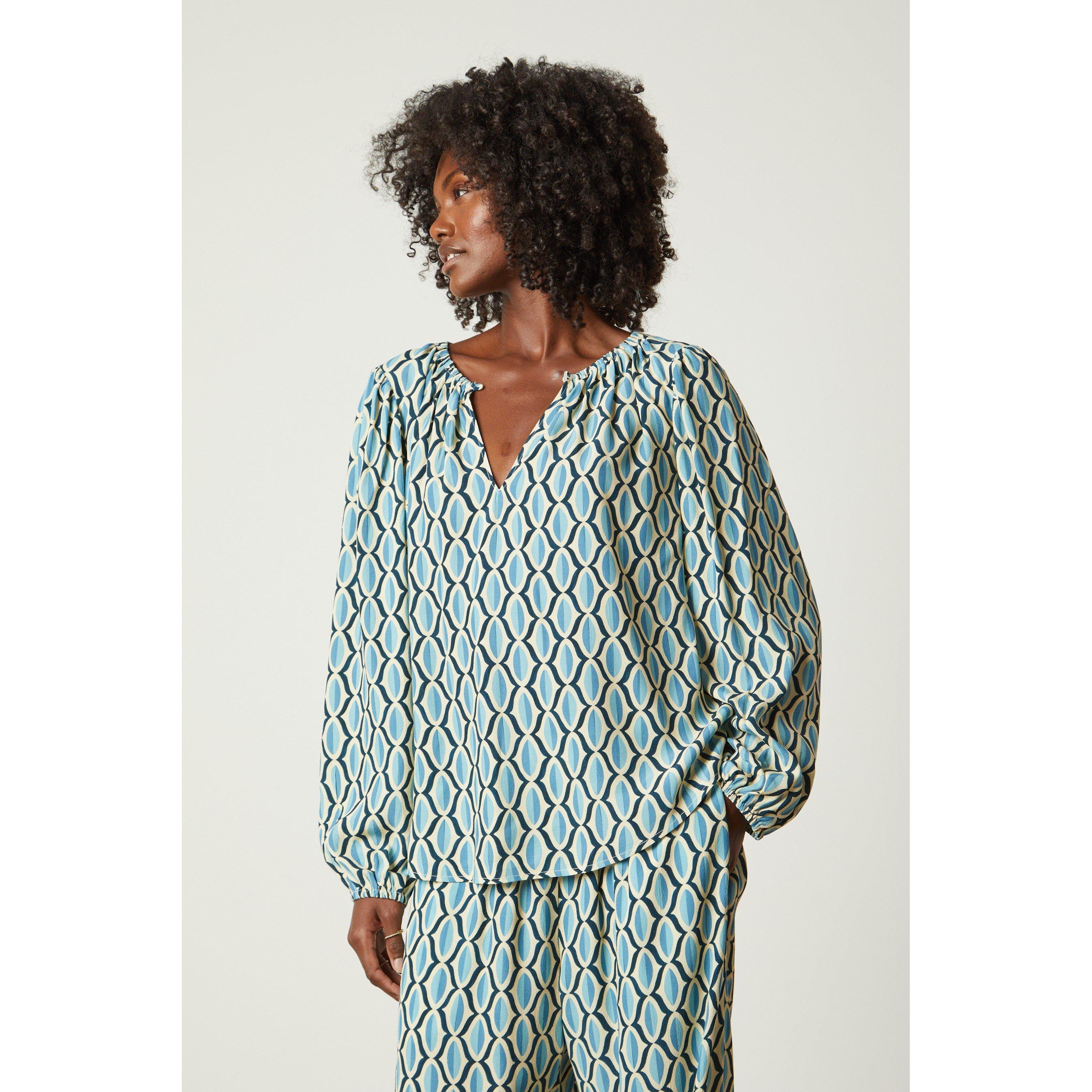 Blue - Velvet by Graham and Spencer - Women's Geo Regular Fit T-Shirt - 1