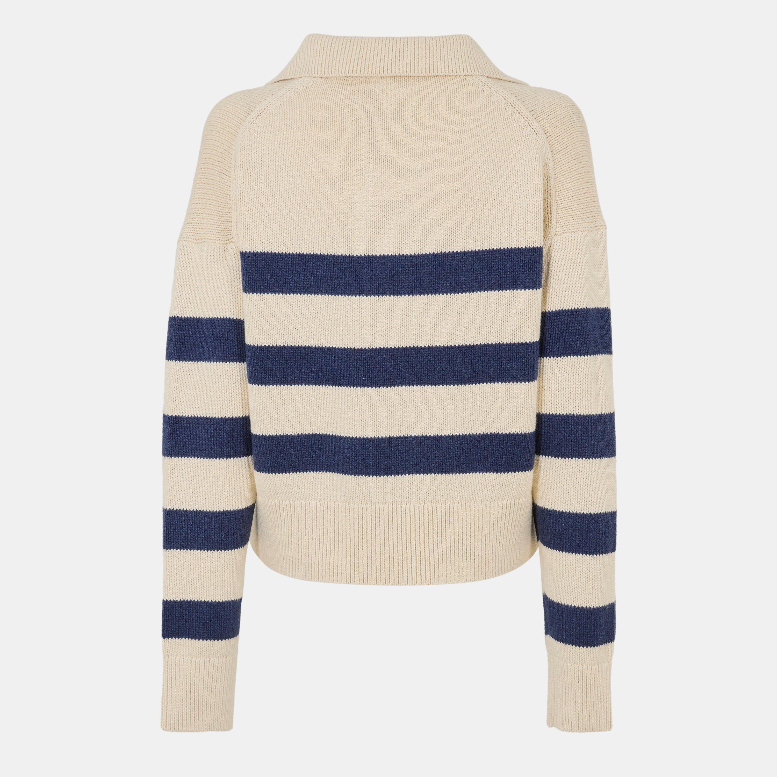 Cream/Nvy - Velvet by Graham and Spencer - Women's Regular Fit T-Shirt - 2