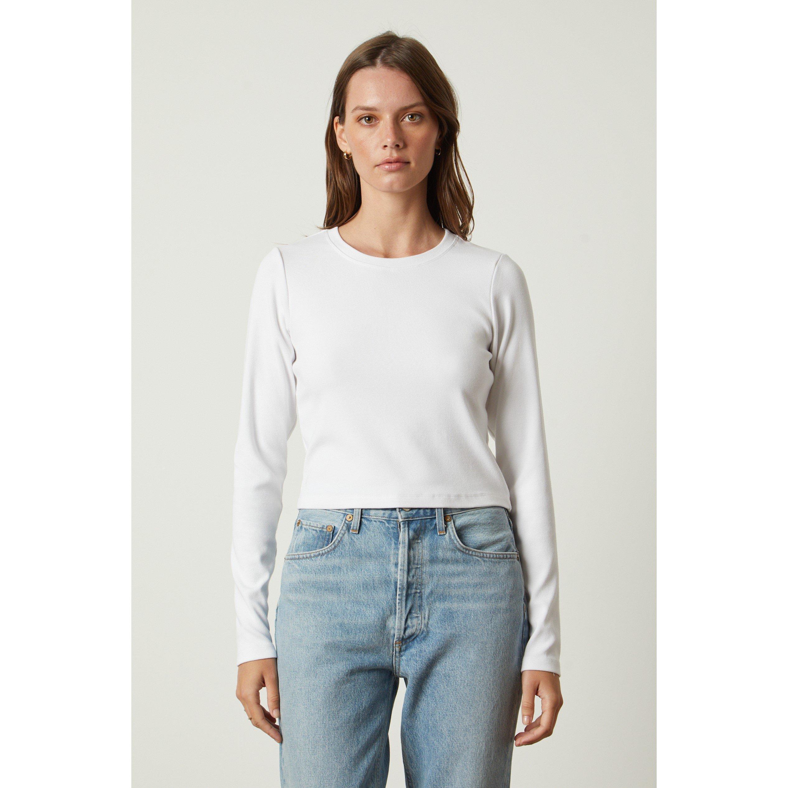 Velvet By Graham And Spencer Women's Regular Fit Ribbed T-Shirt - White - 14 (L)