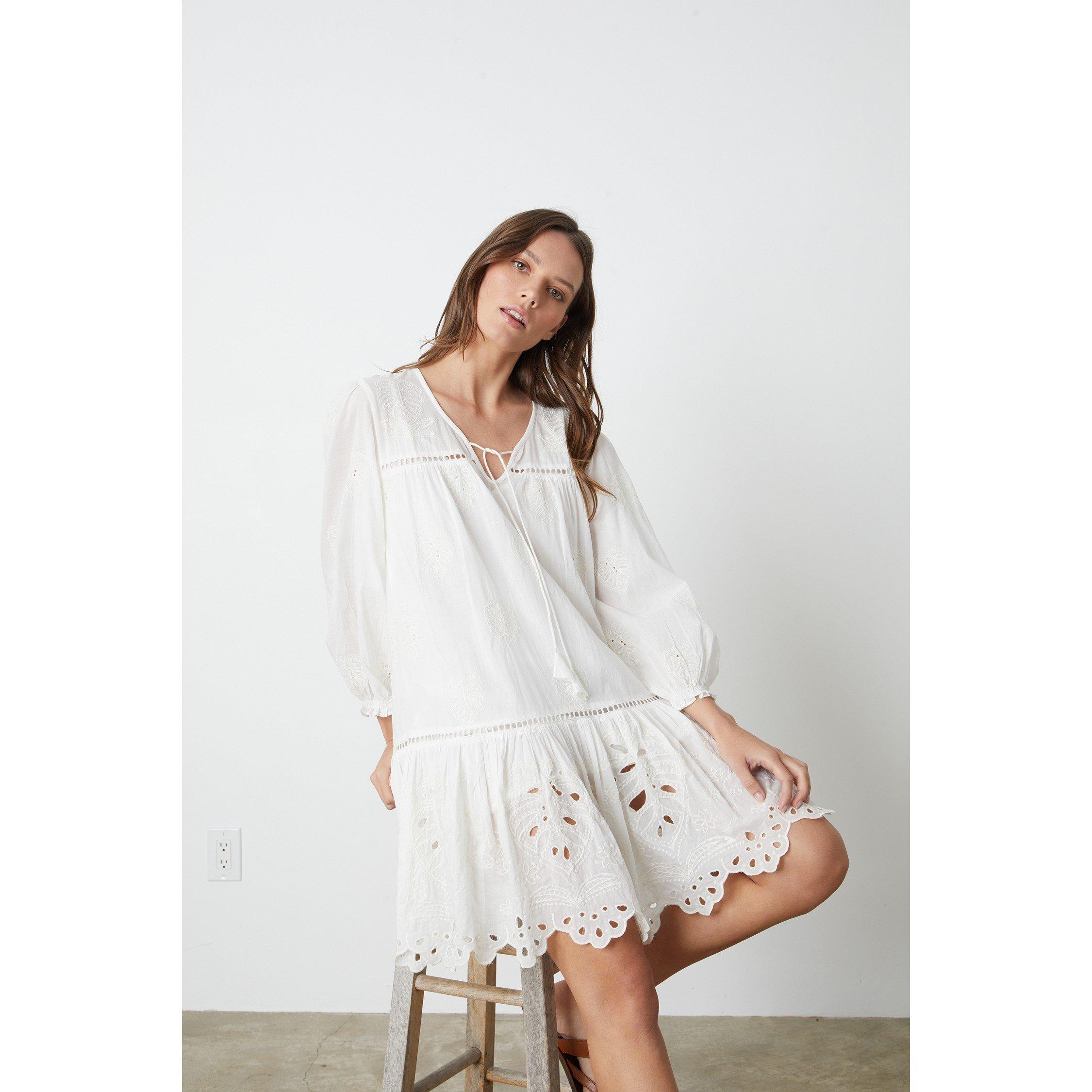 Velvet By Graham And Spencer Women's Embroidered Shift Dress - Ivory - 8 (XS)