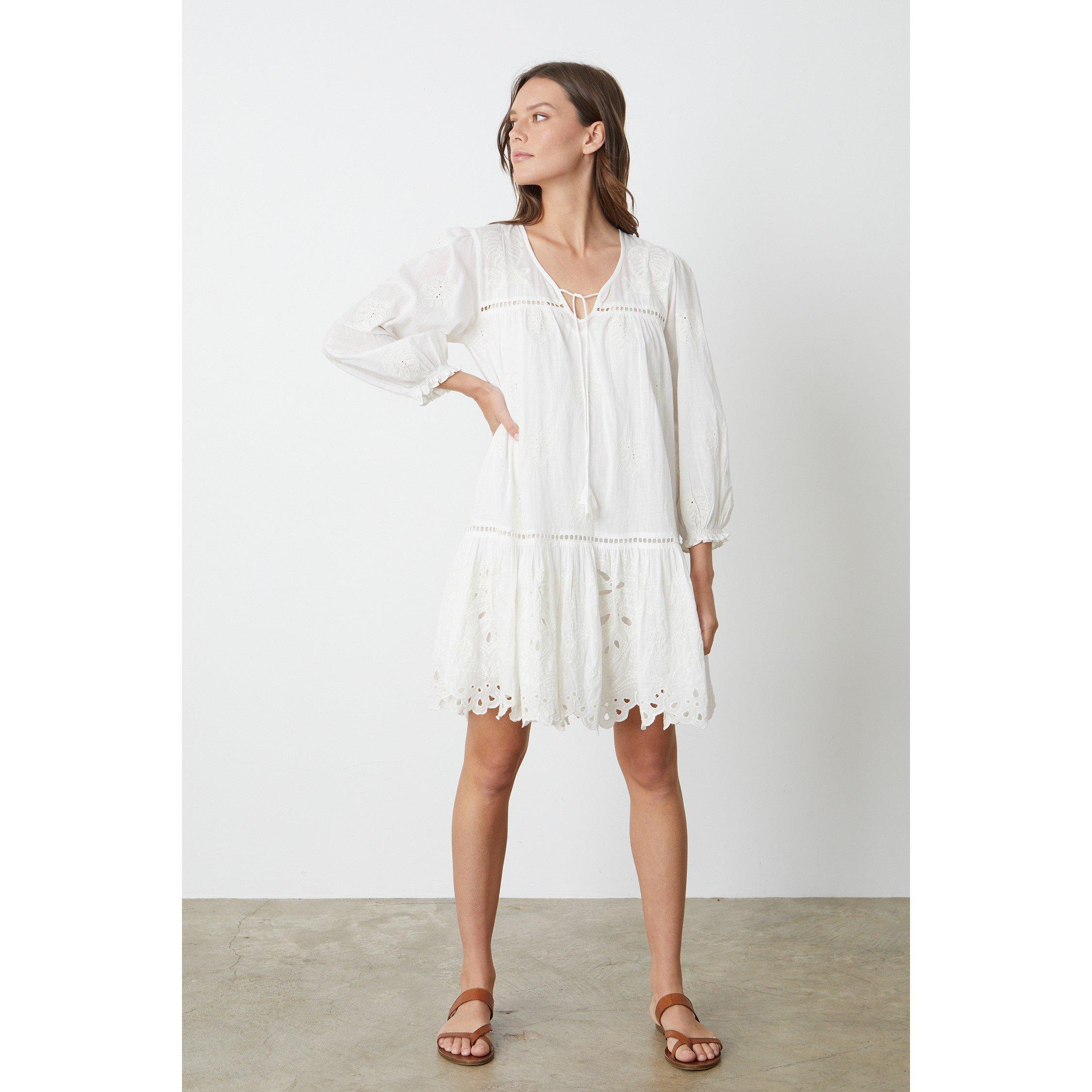 Ivory - Velvet by Graham and Spencer - Women's Embroidered Shift Dress - 3