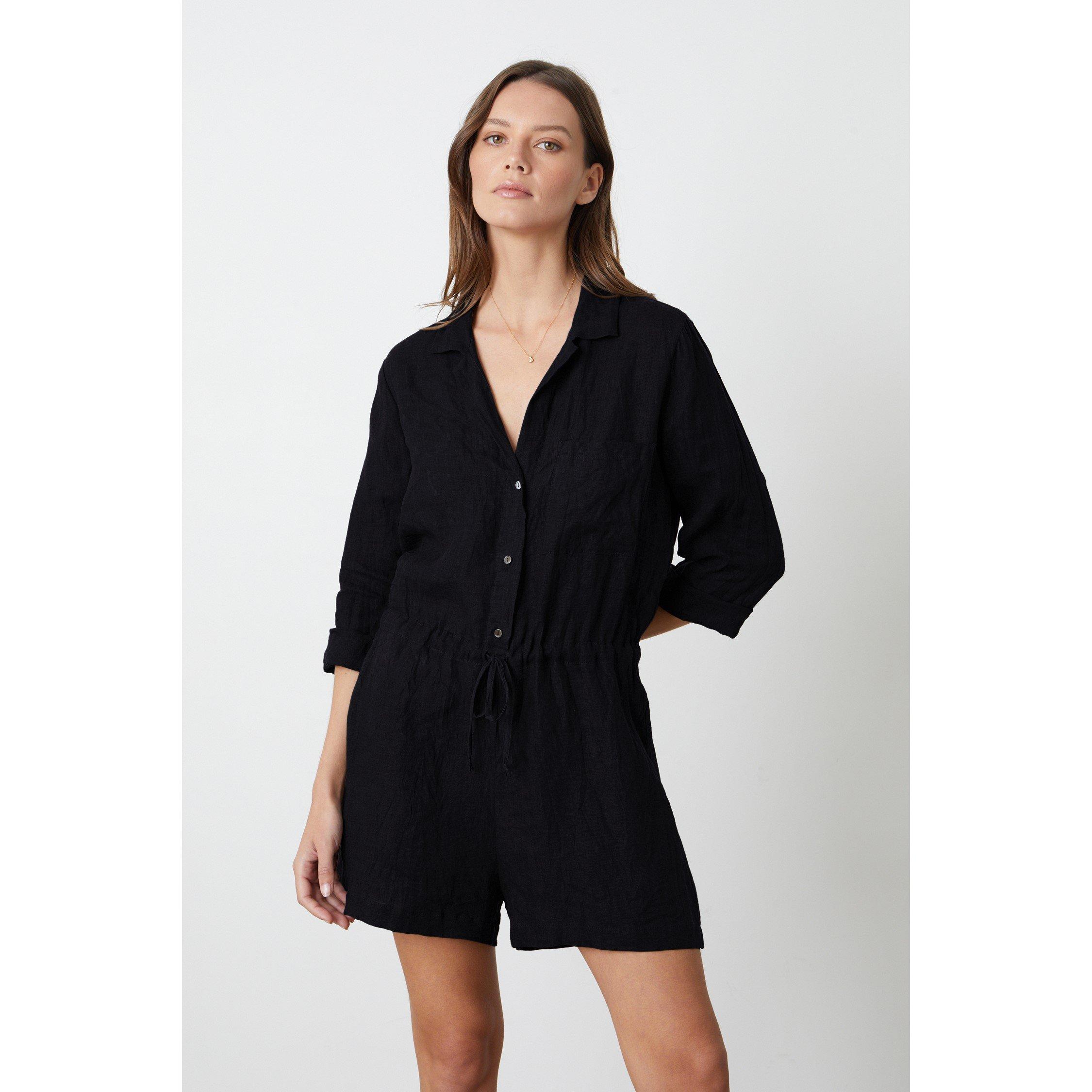 Velvet By Graham And Spencer Women's Linen Jumpsuit - Black - 8 (XS)