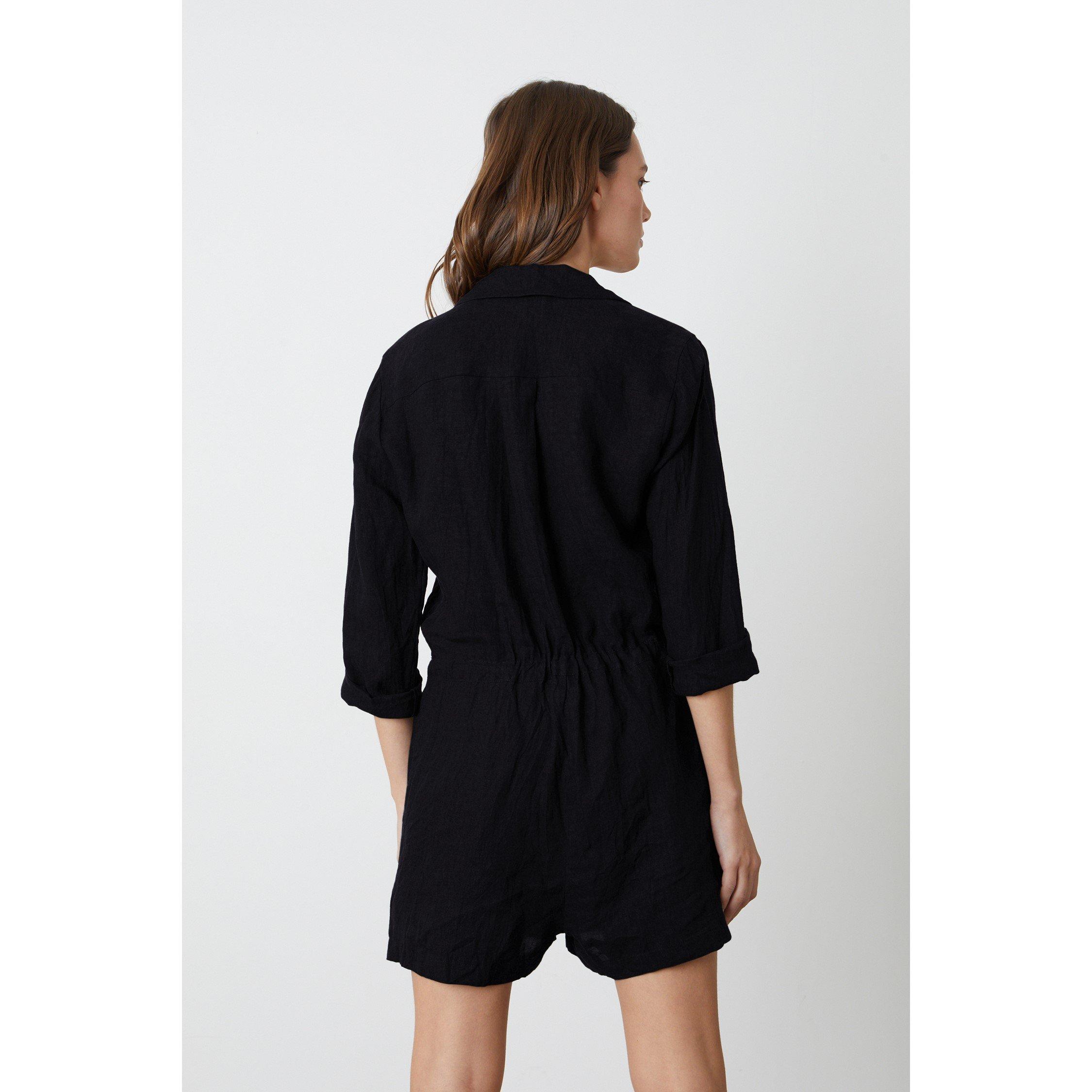 Black - Velvet by Graham and Spencer - Women's Linen Jumpsuit - 2
