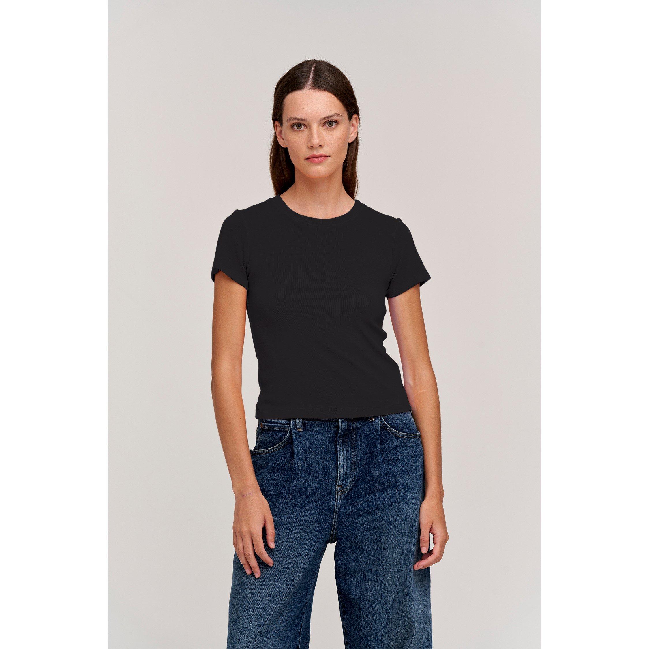 Velvet By Graham And Spencer Women's Regular Fit Ribbed T-Shirt - Black - 10 (S)