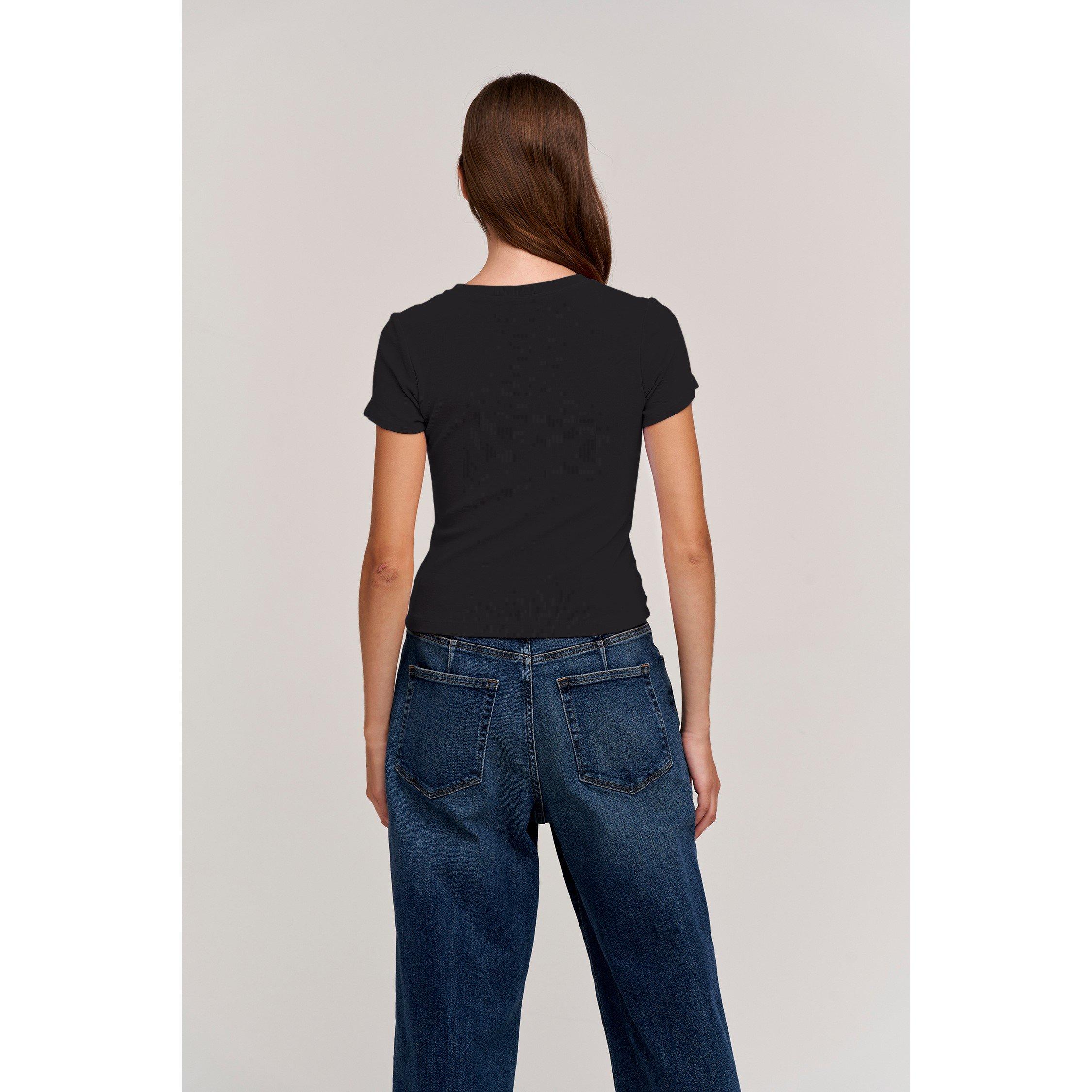 Black - Velvet by Graham and Spencer - Women's Regular Fit Ribbed T-Shirt - 2