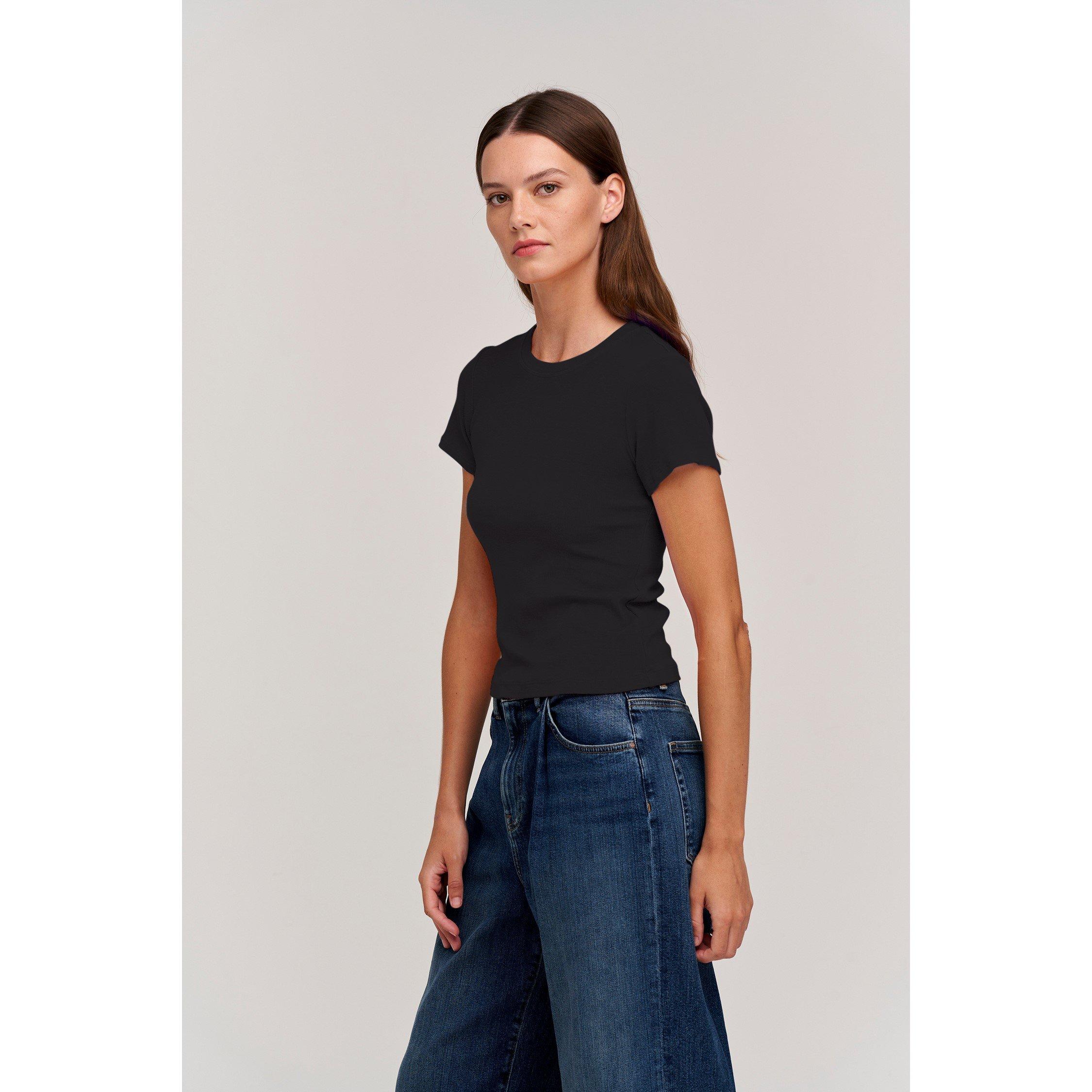 Black - Velvet by Graham and Spencer - Women's Regular Fit Ribbed T-Shirt - 3