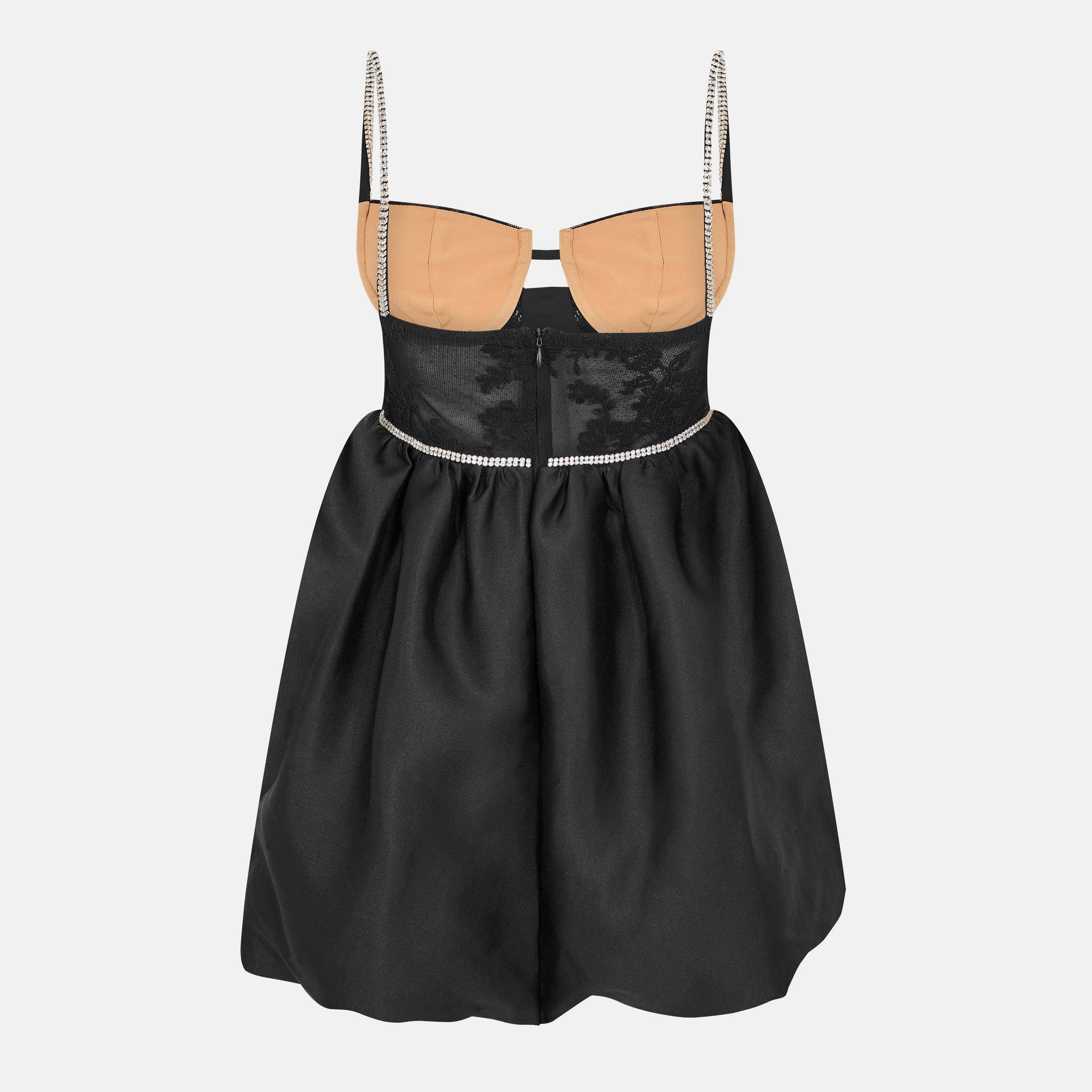 Black - Self Portrait - Women's Taftta Diamant Mini Dress - 2