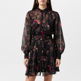 Ted Baker Collared Printed Button Down Mini Dress