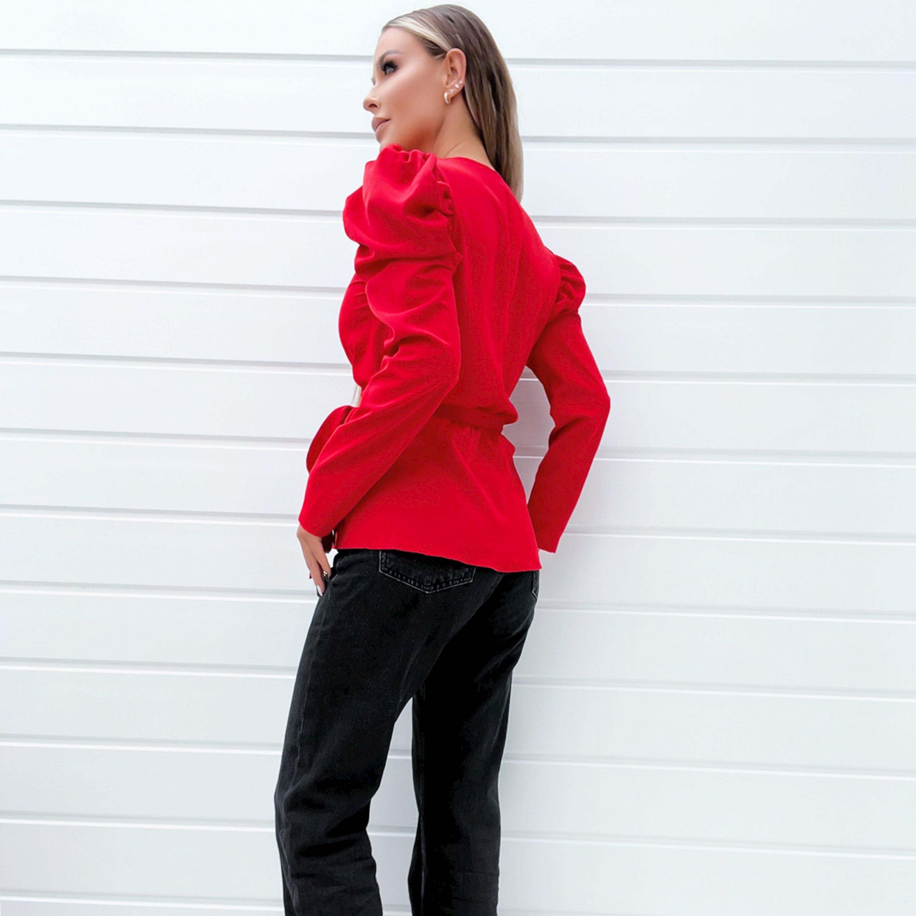 Red - AX Paris - Wrap Long Sleeve Top - 2