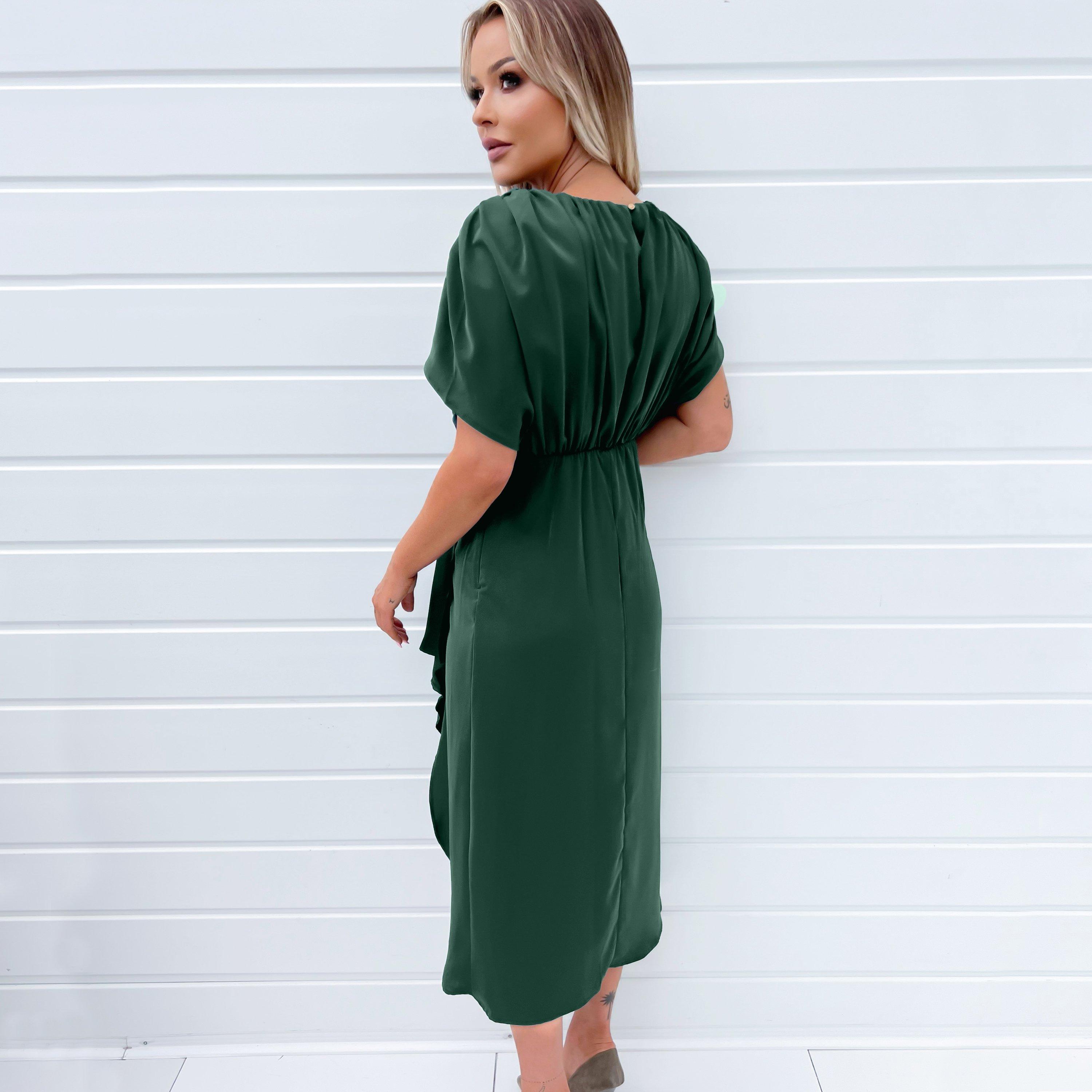 Teal - AX Paris - Batwing Gathered Top Midi Dress - 2