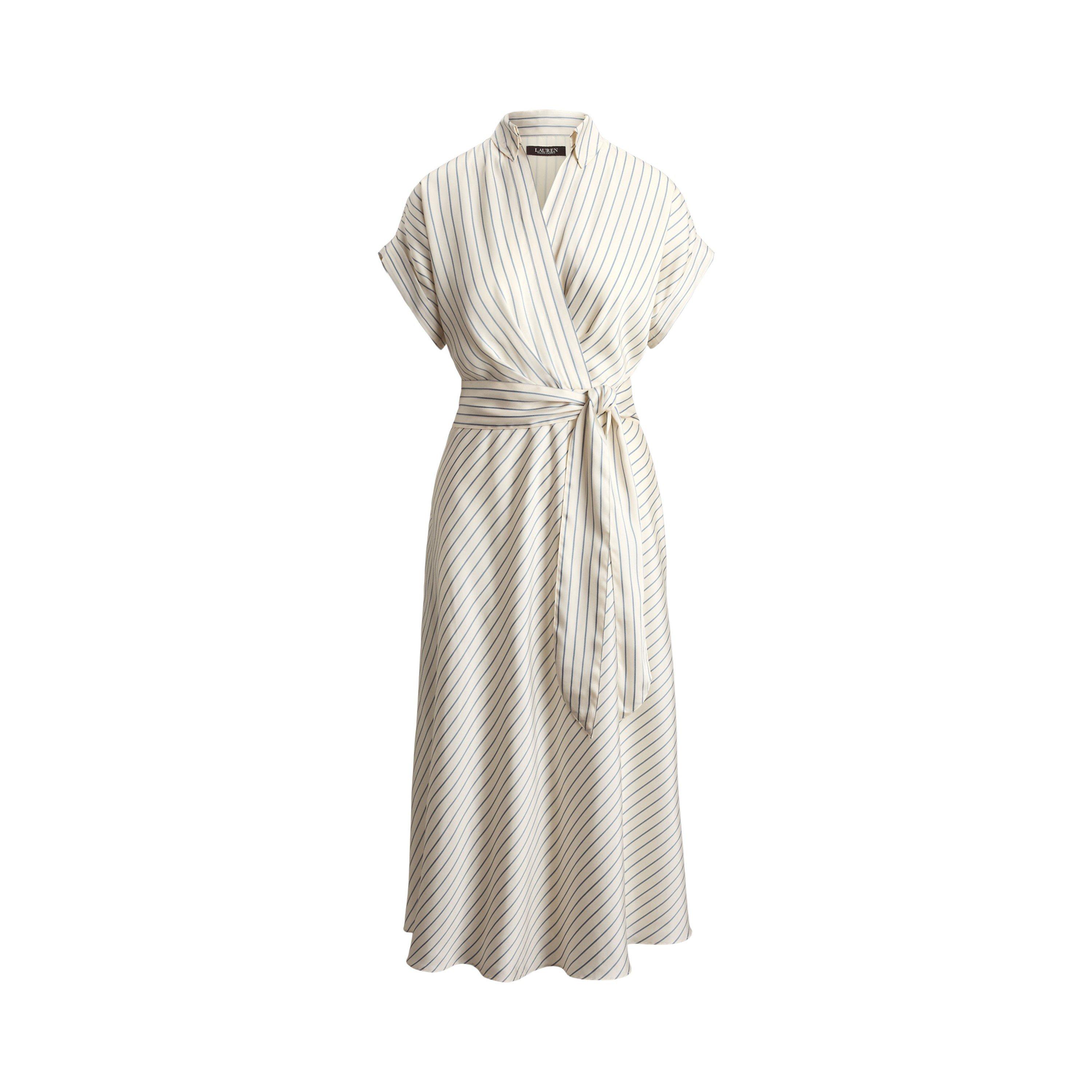 Lauren By Ralph Lauren Women's Shirt Dress - Cream/Blue - 8 (XS)