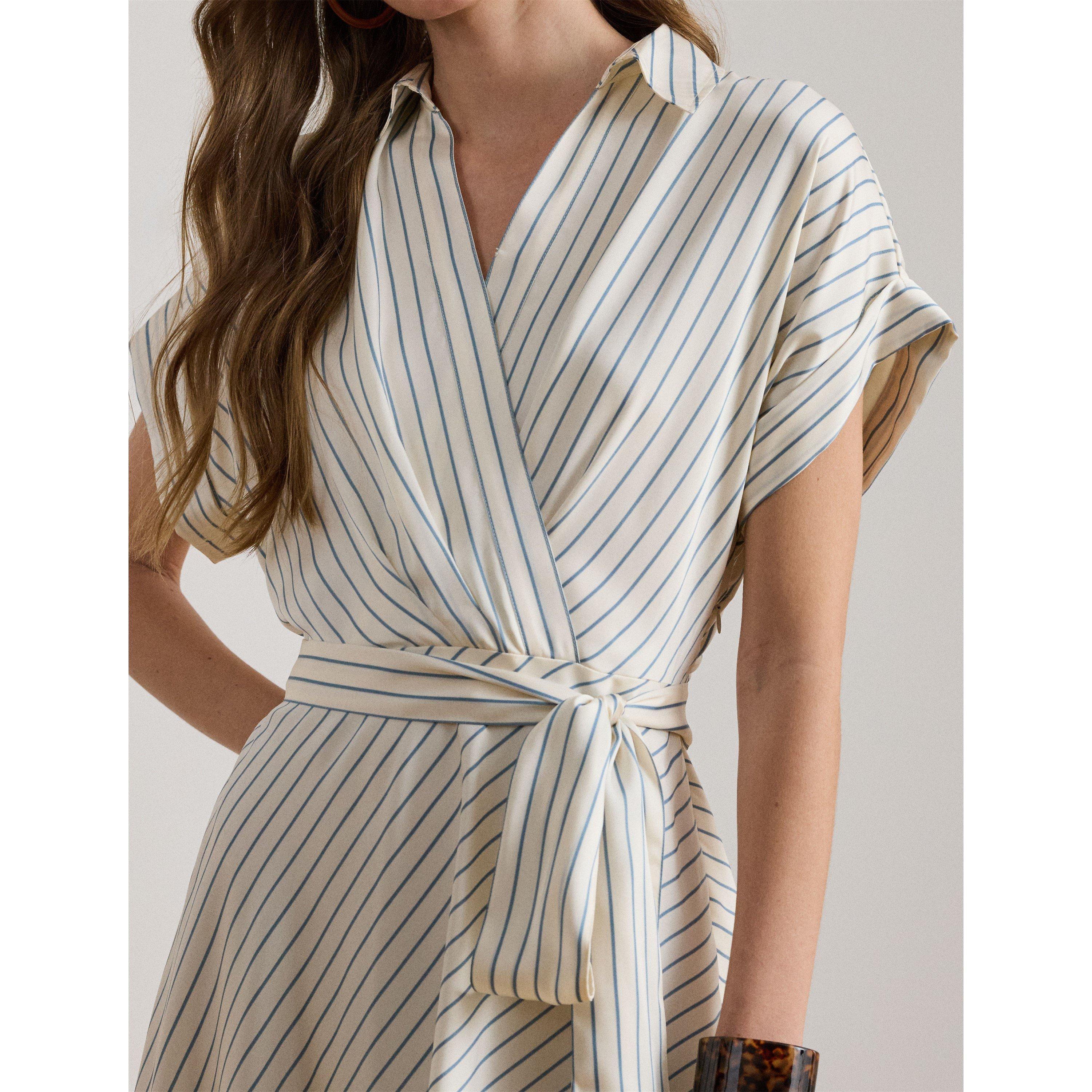 CREAM/BLUE - Lauren by Ralph Lauren - Women's Shirt Dress - 4