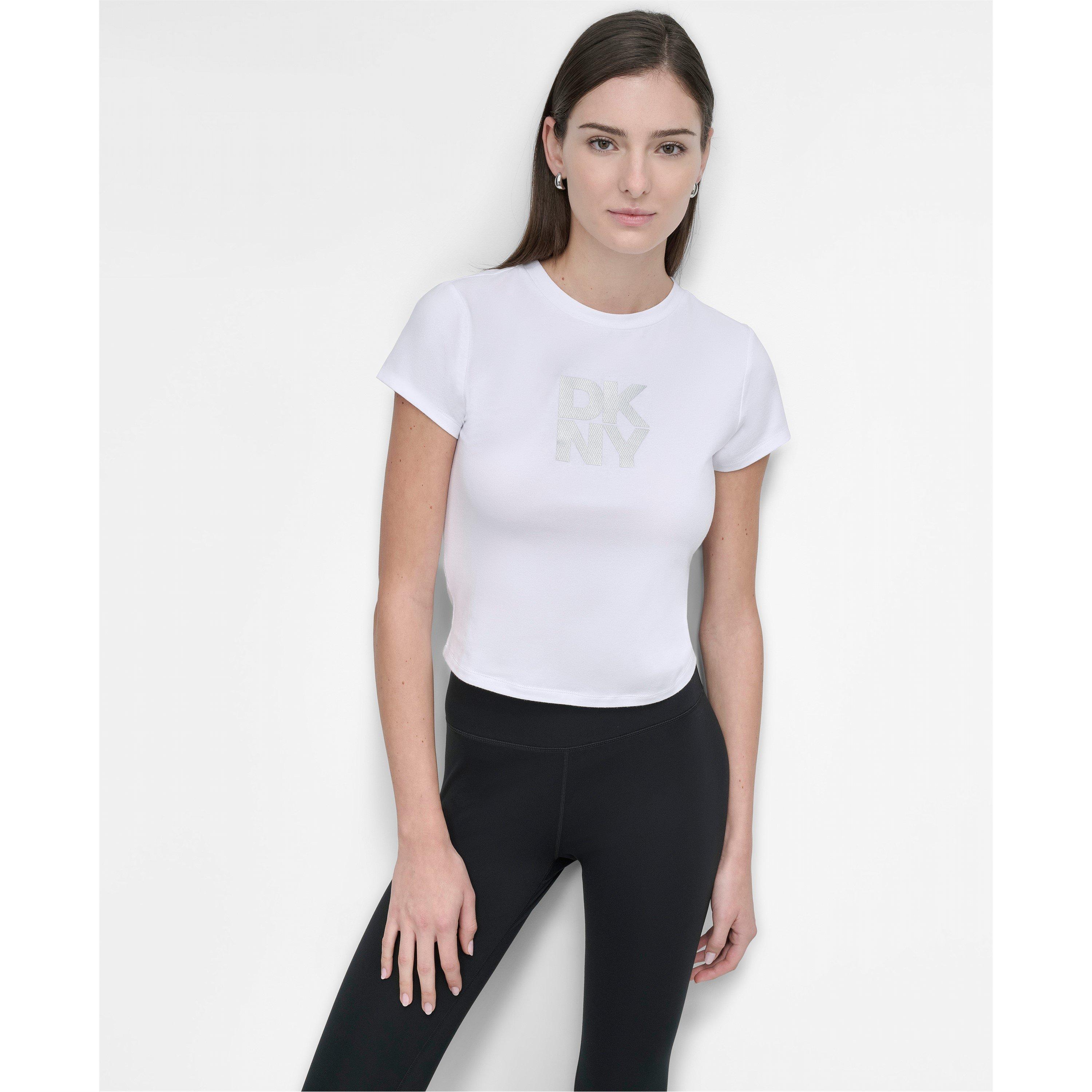Dkny Women's Logo Crop Top - White - 10 (S)
