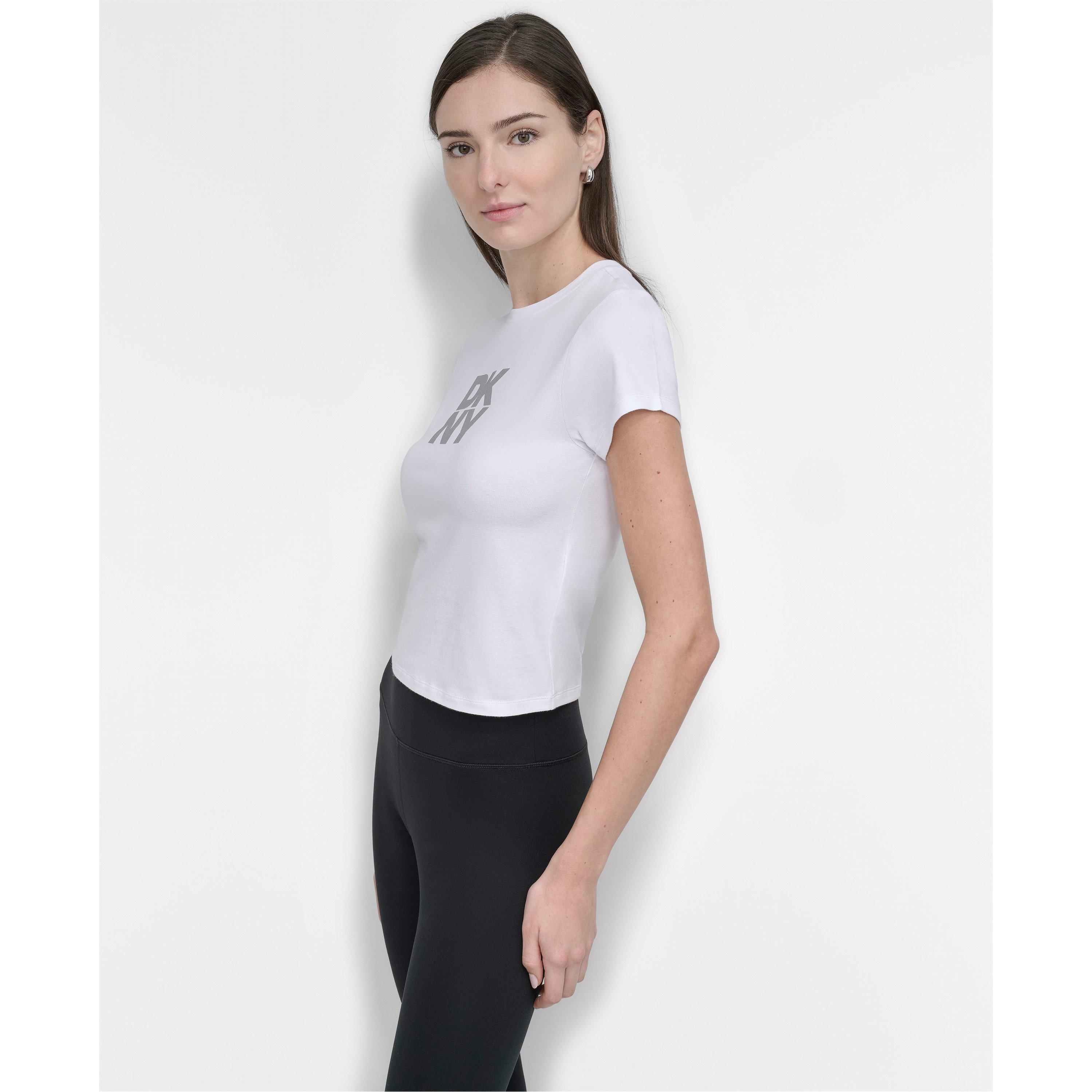 WHITE - DKNY - Women's Logo Crop Top - 3