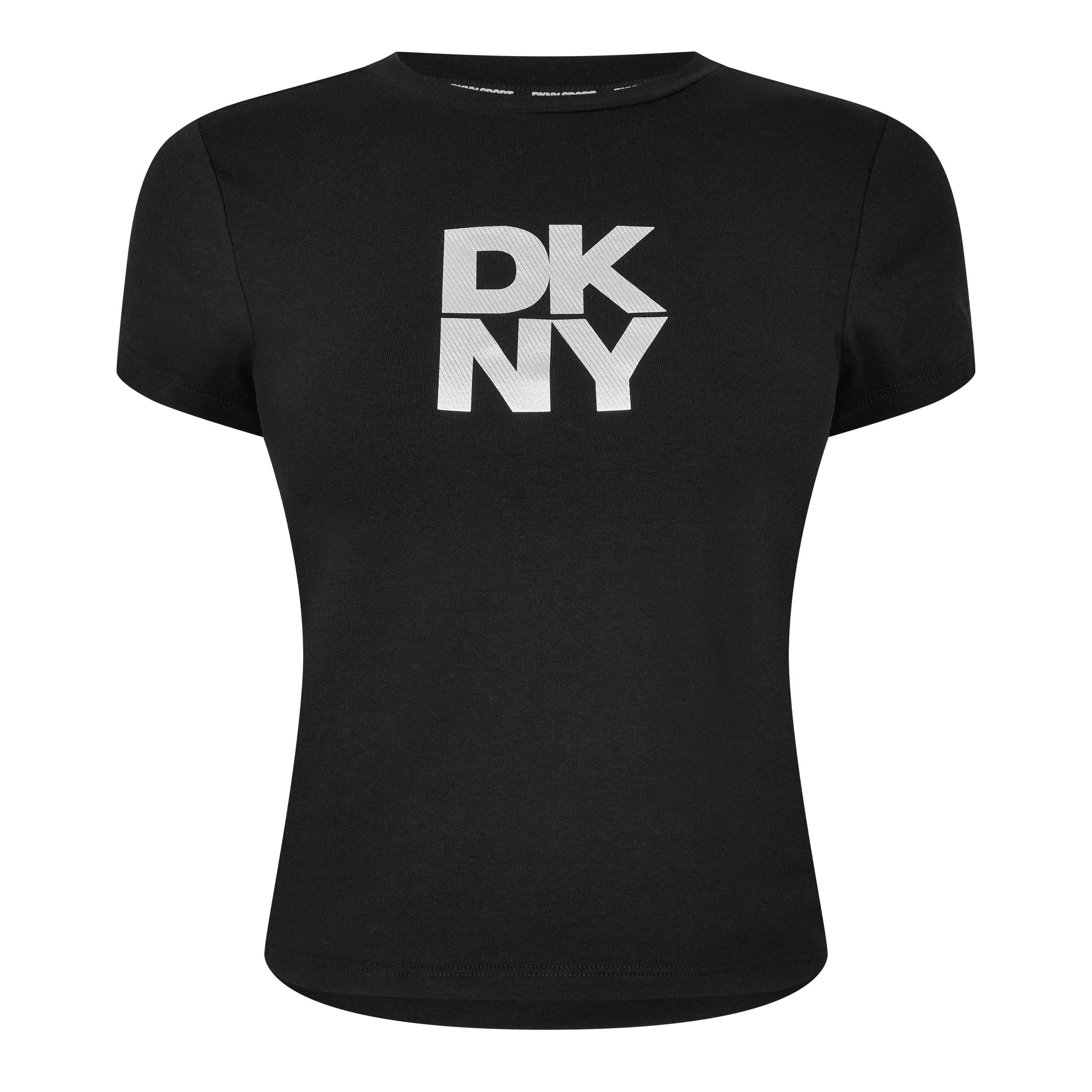 BLACK/SILVER - DKNY - Women's Logo Crop Top - 5