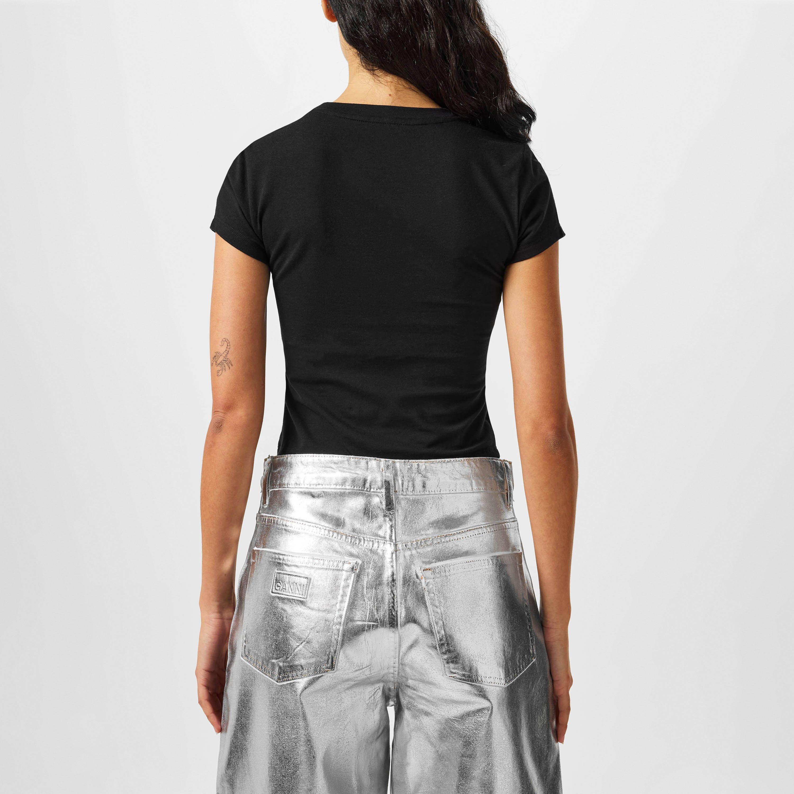 BLACK/SILVER - DKNY - Women's Logo Crop Top - 3