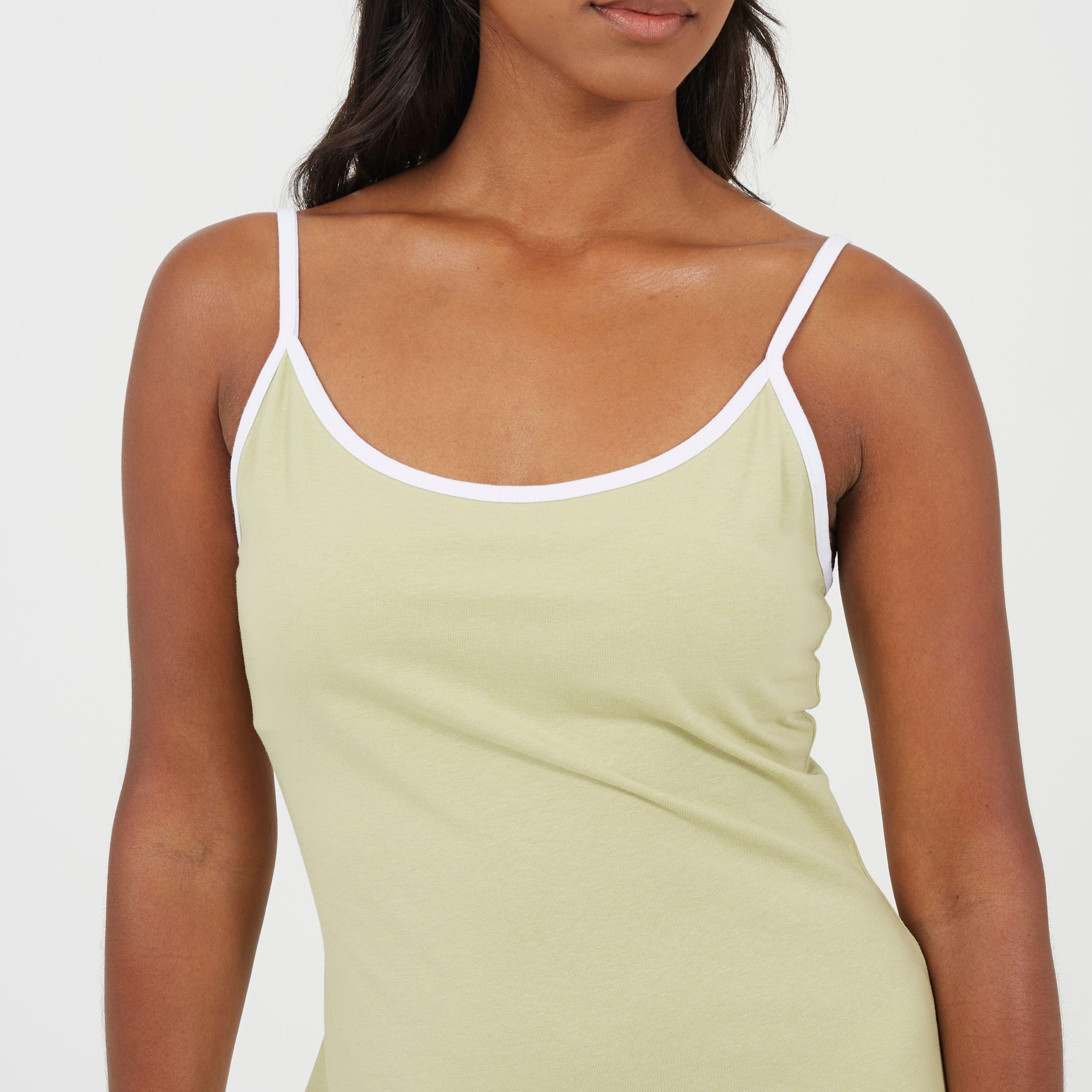 Groen/Wit - Brave Soul - Womens Strappy Mini Dress with Contrast Trims - 3