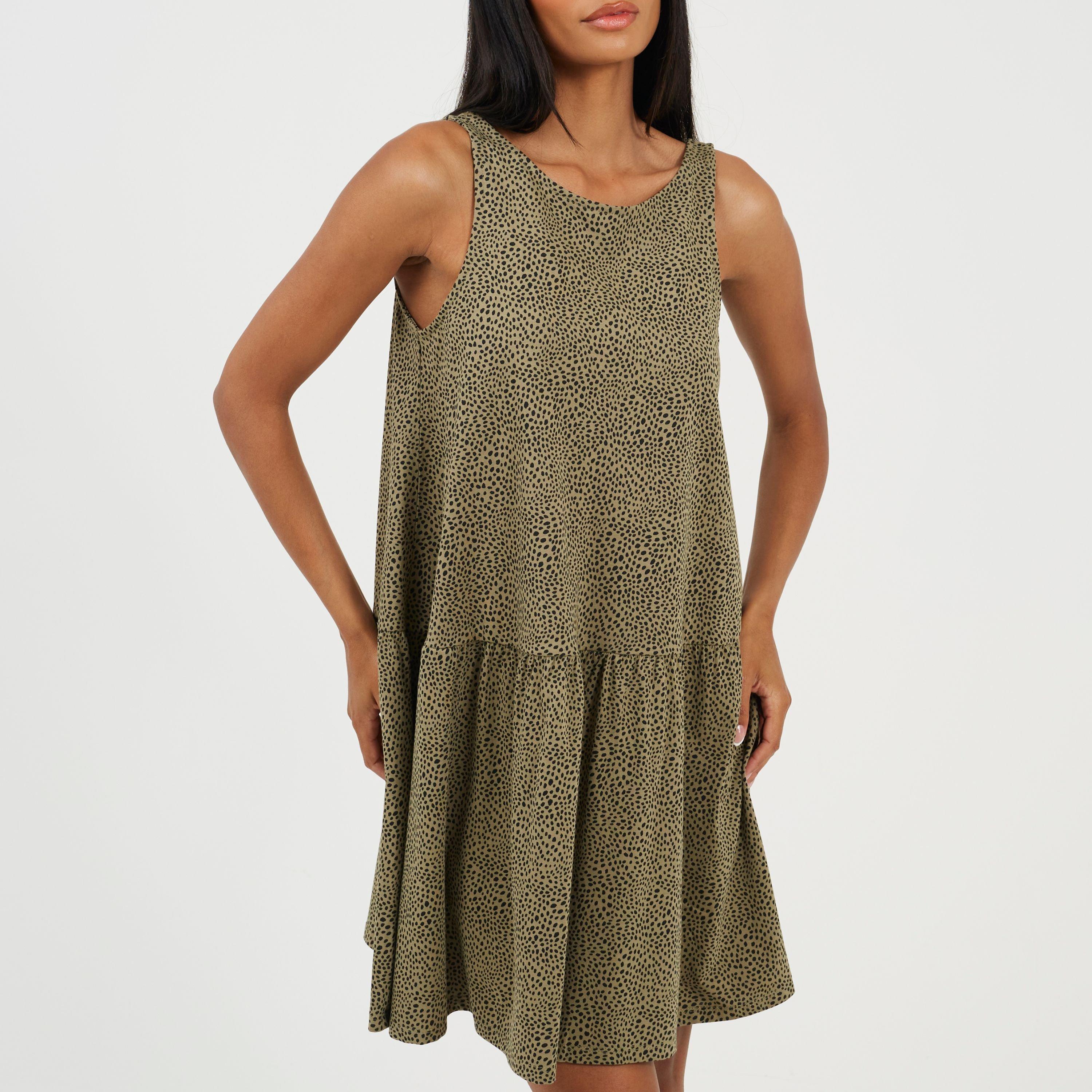 Womens Sleeveless One Tier Mini Dress