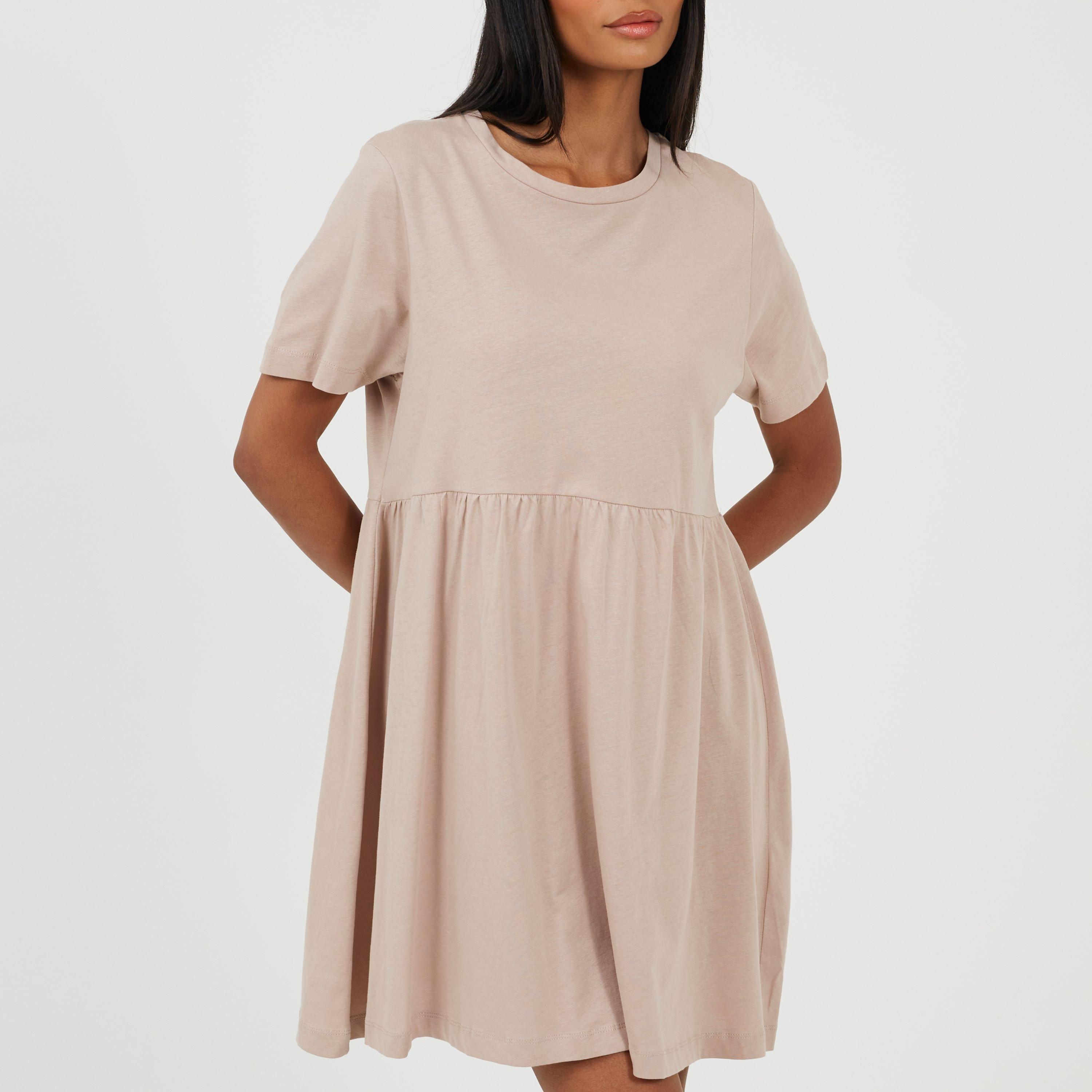 Brave Soul Women's Jersey Smock Dress - Mushroom - 14 (L)
