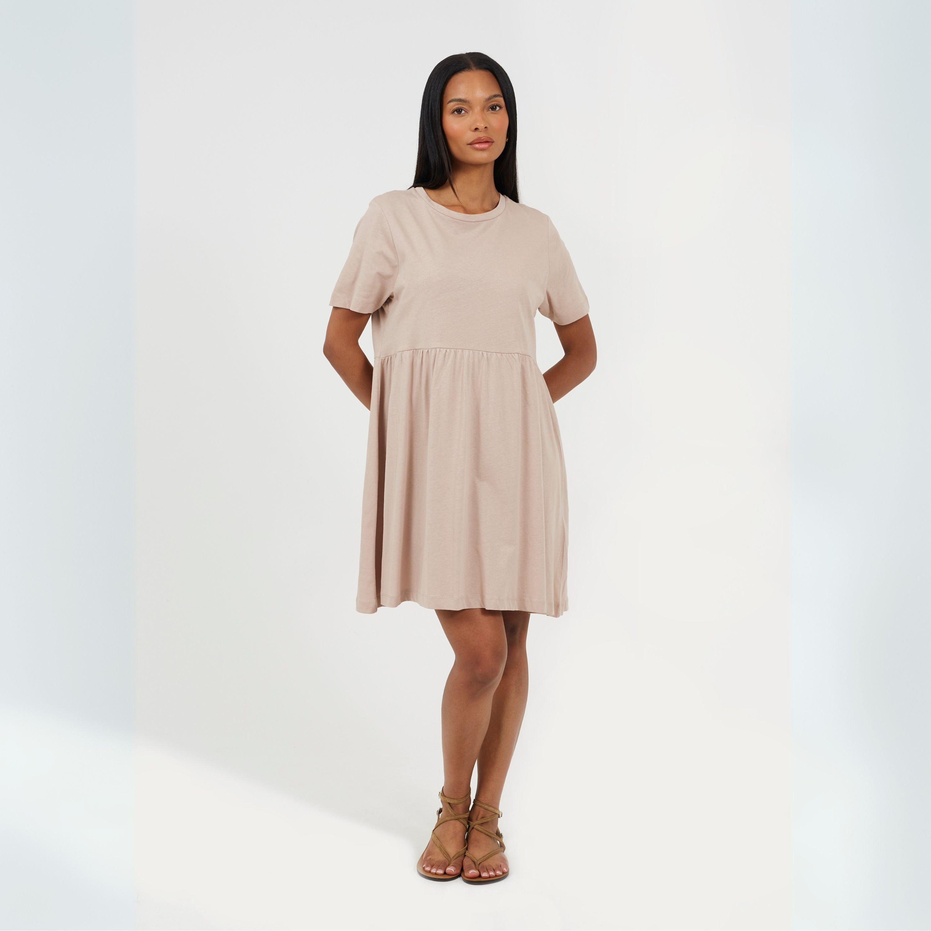 Mushroom - Brave Soul - Womens Jersey Smock Dress - 4