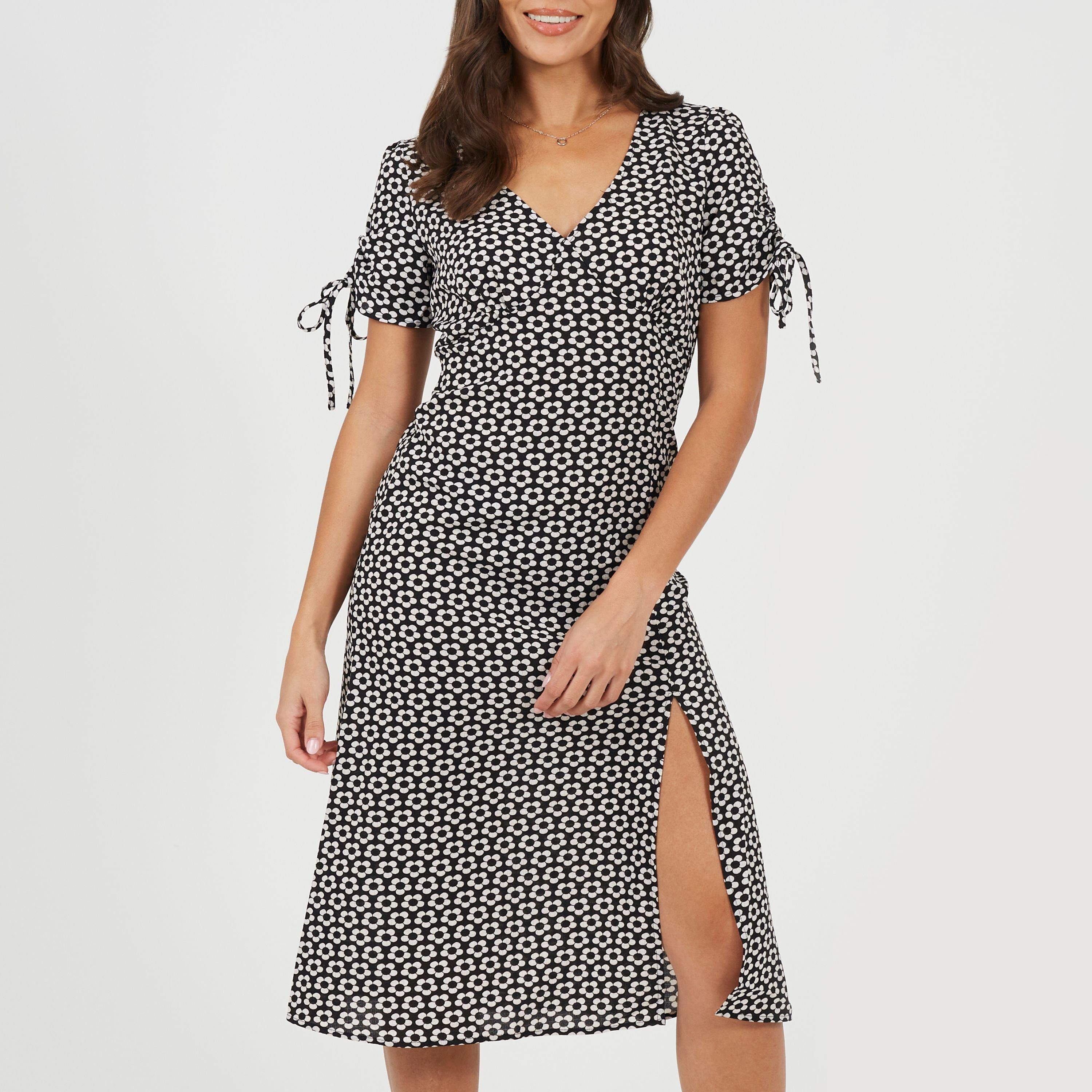 Black/White - Brave Soul - Women's Short Sleeve A Line Dress - 1