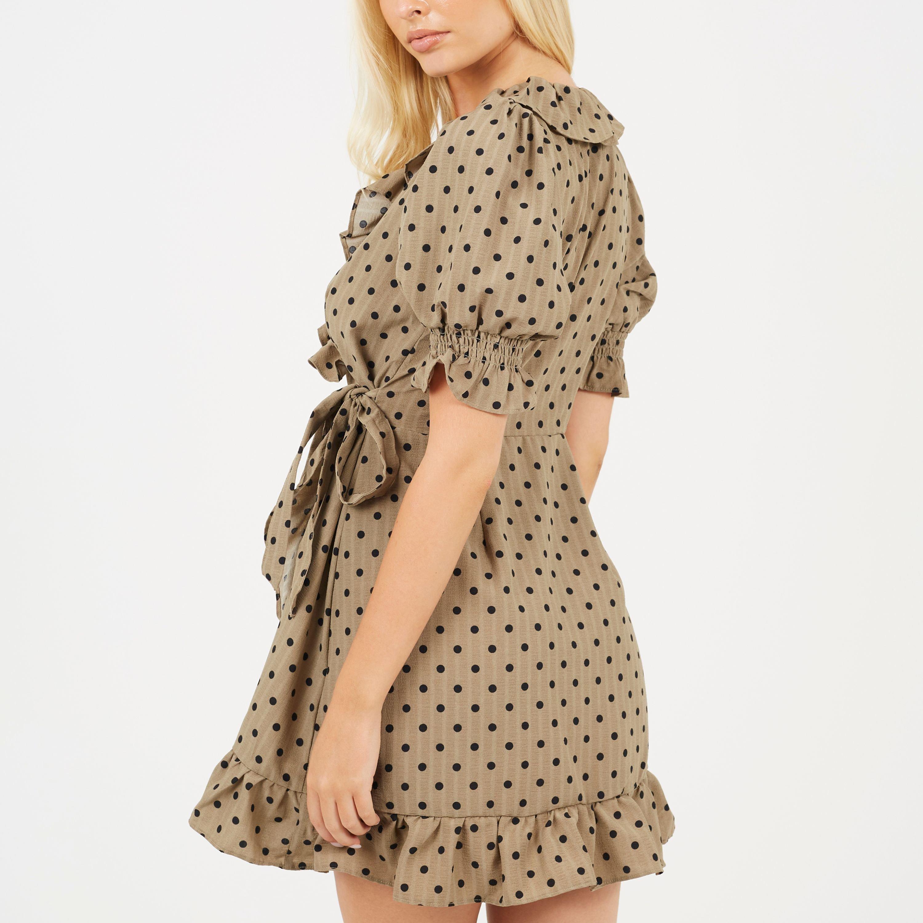 Khaki/Black - Brave Soul - Wrap Dress Ld99 - 2