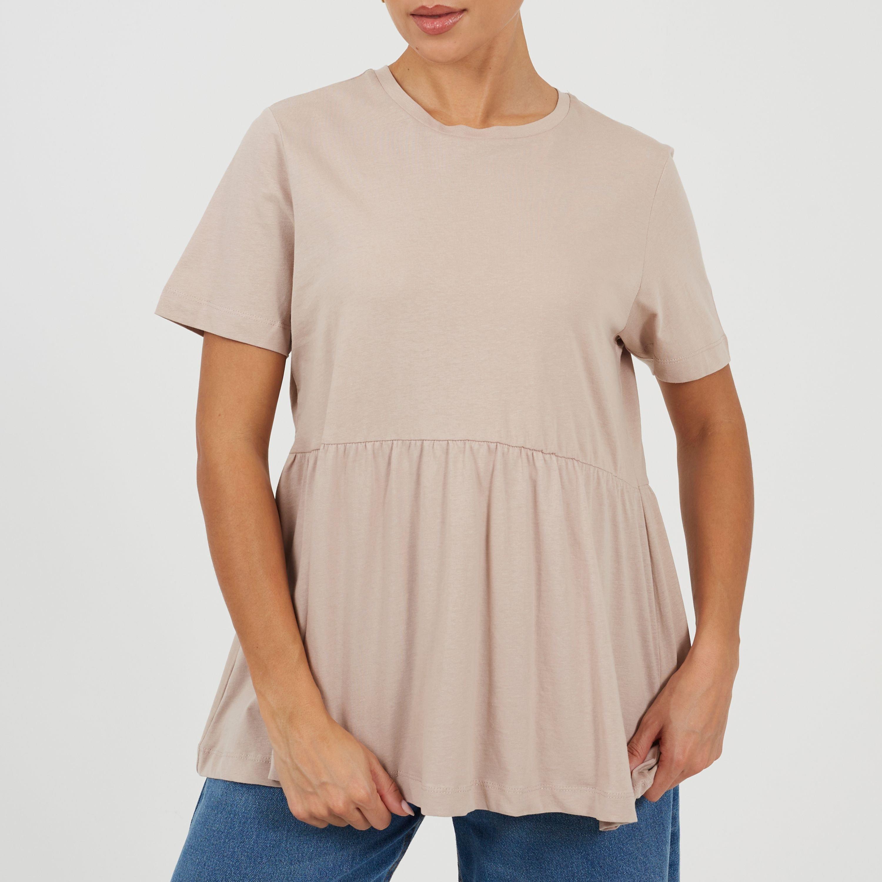 Brave Soul Women's Jersey Smock T-Shirt - Mushroom - 8 (XS)