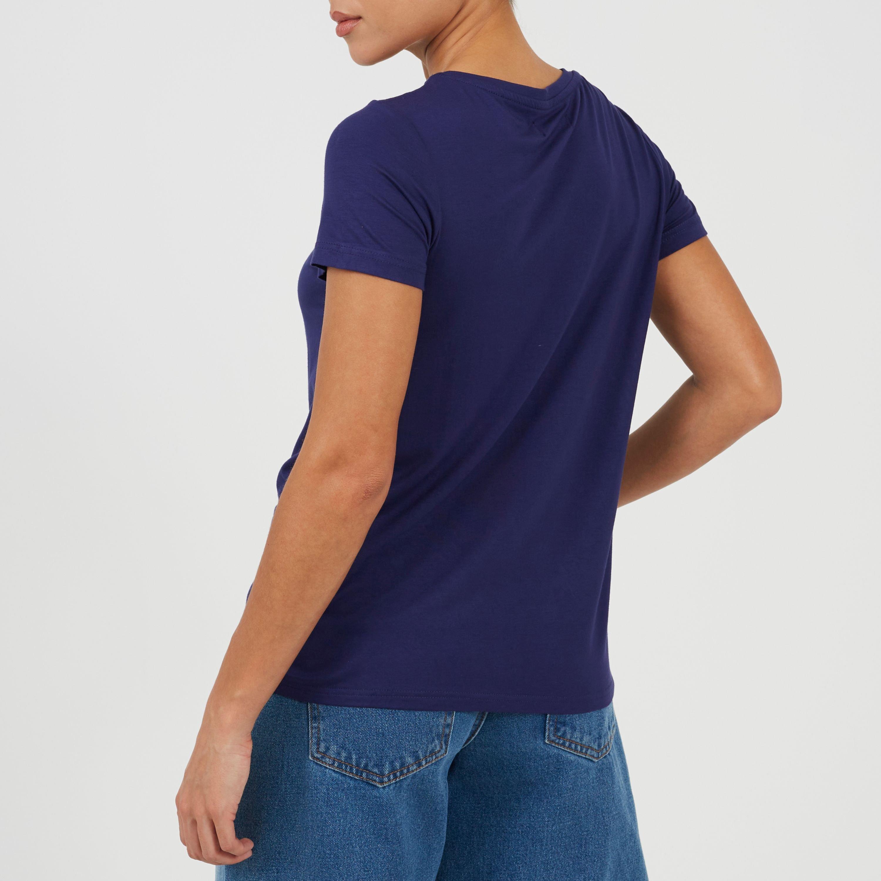 Zomer Marineblauw - Brave Soul - BS Womens Tie Detail Eyelet Neck T-shirt - 2