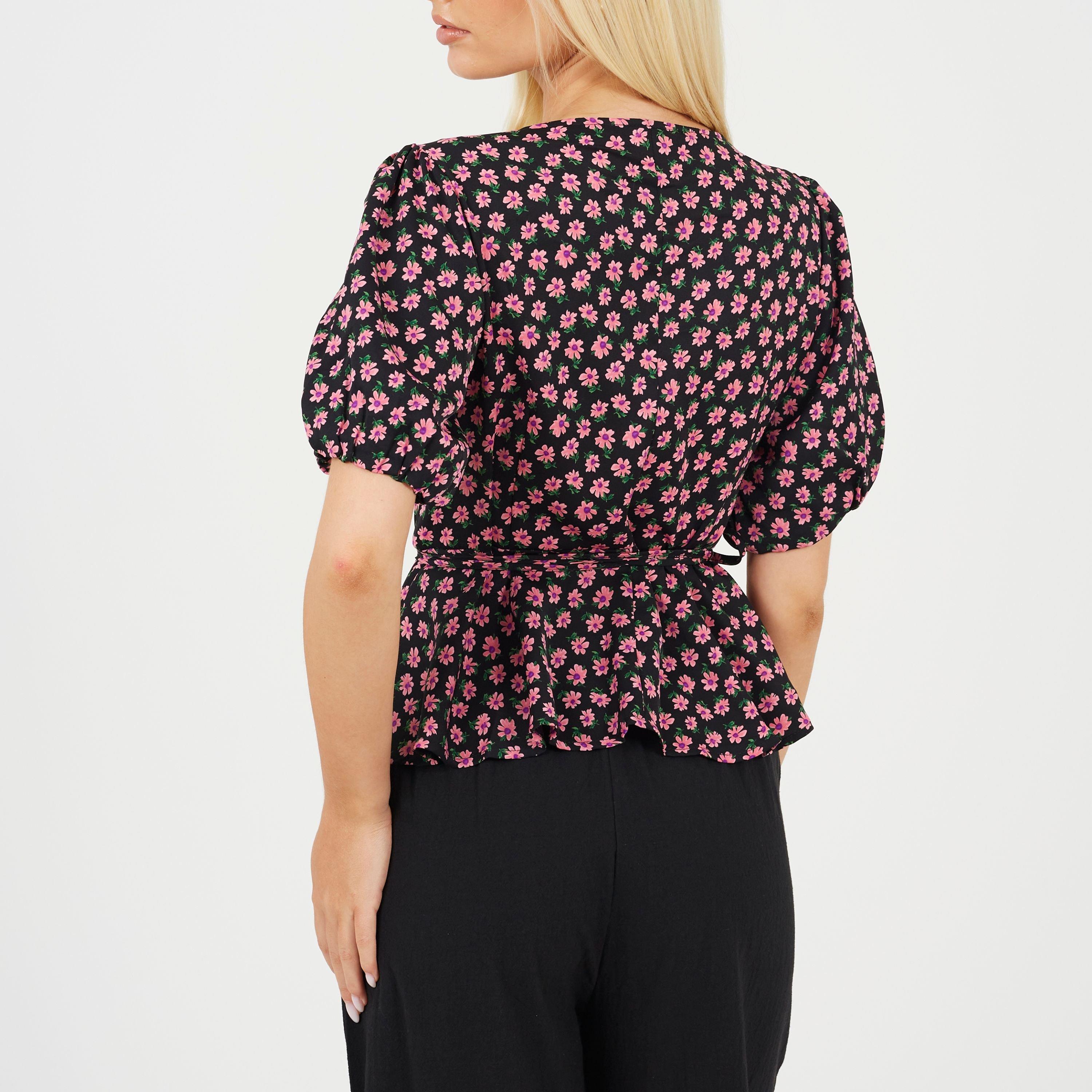 Black/Pink - Brave Soul - Women's Wrap Top - 2