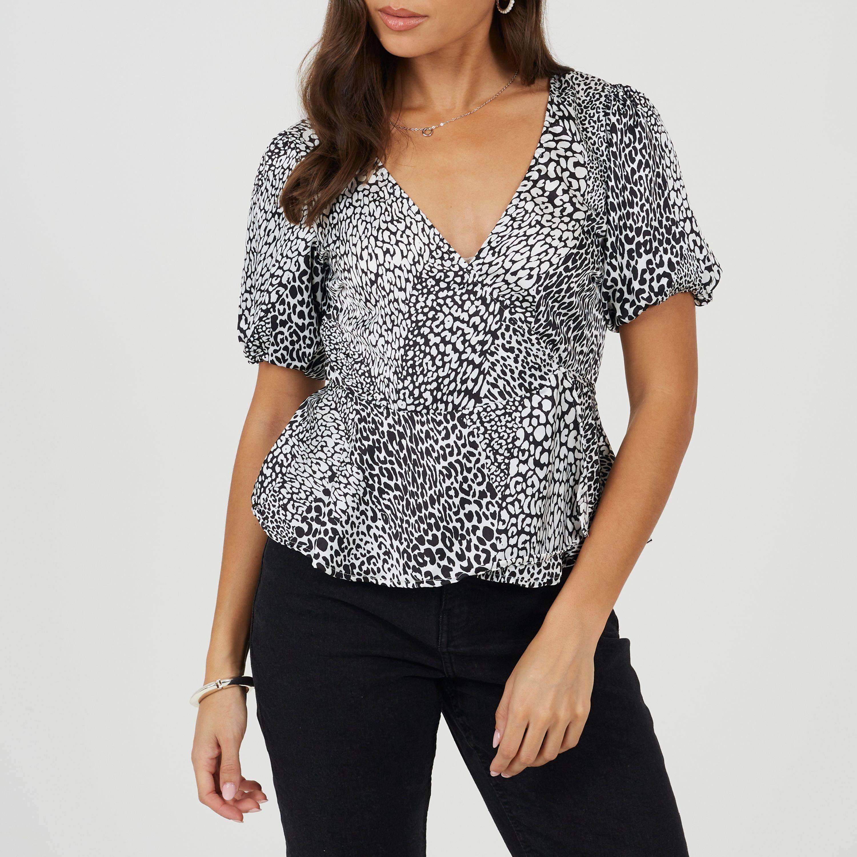 Brave Soul Women's Wrap Top - Black/White - 8 (XS)