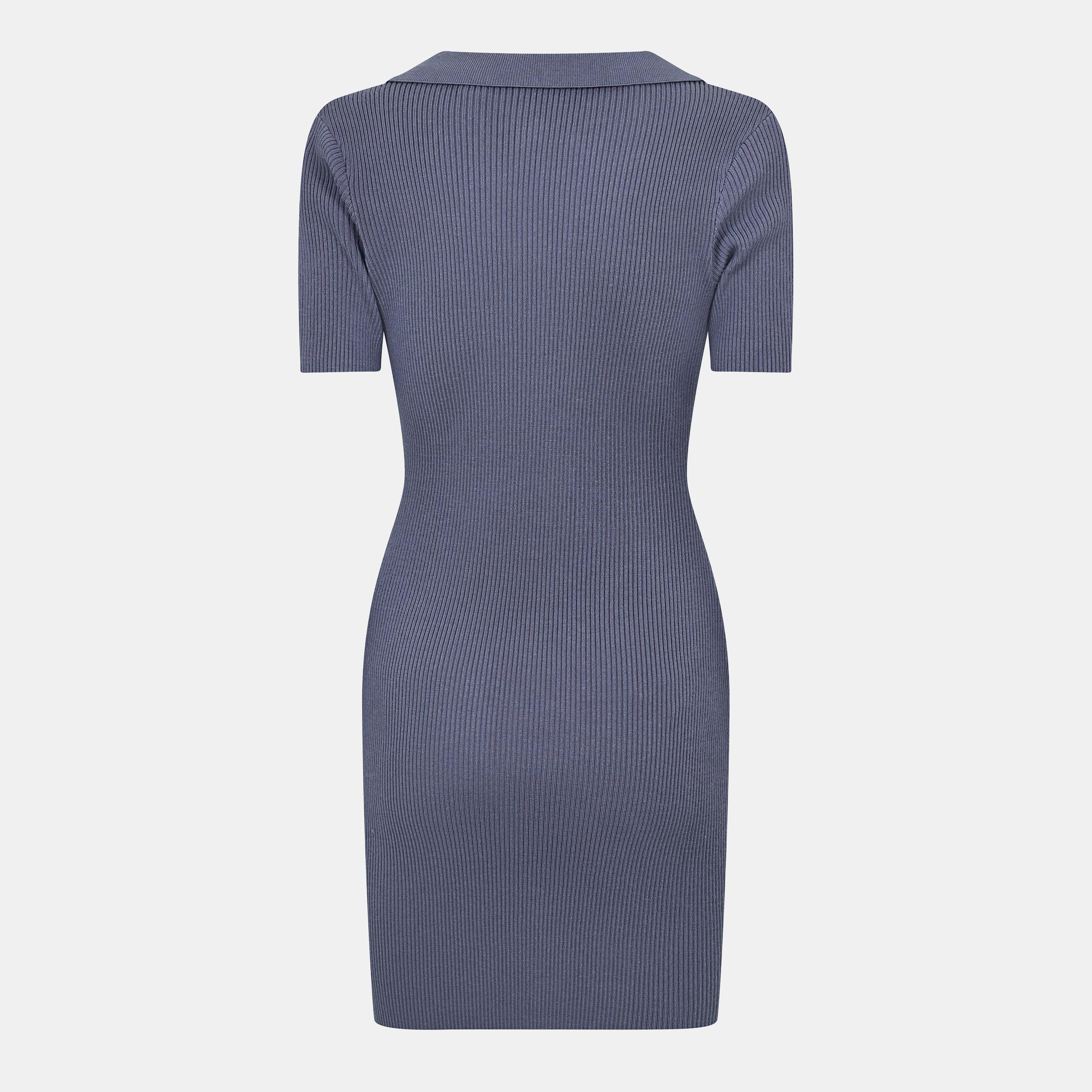 Dusky Blue - Jack Wills - Rib Knit Polo Dress - 2