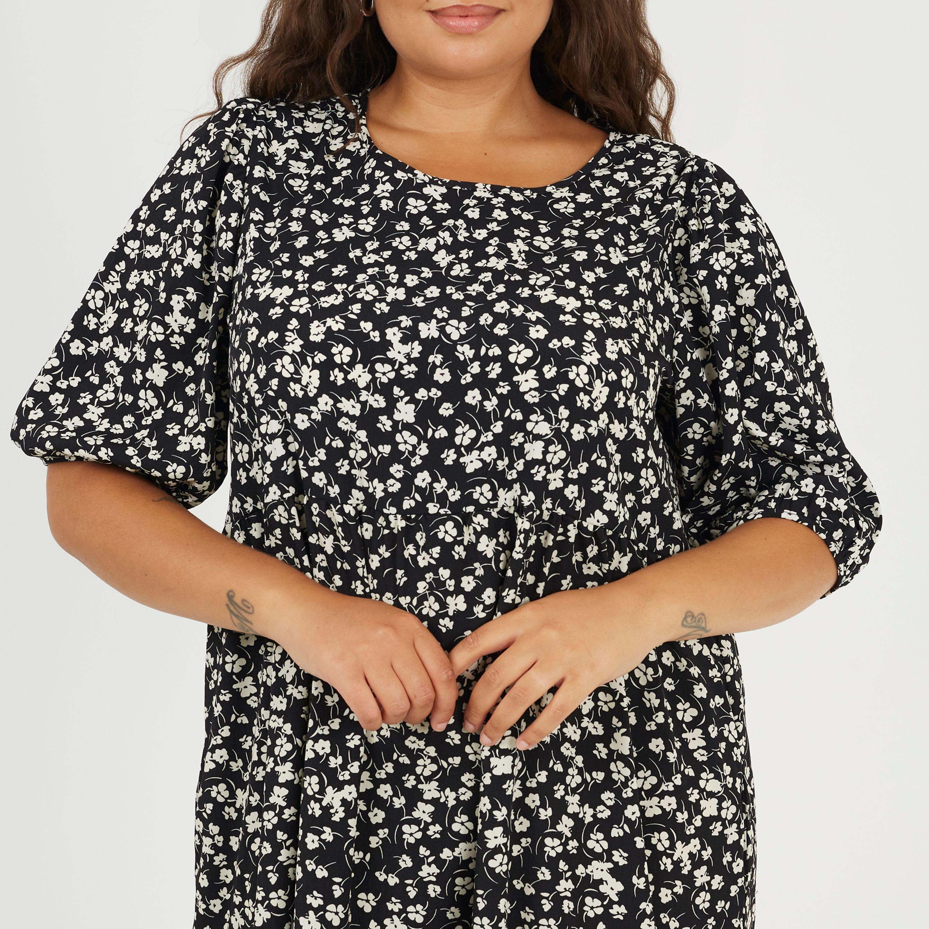 Size/description Letars Brave Soul Plus Size Short Sleeved Floral Midi Dress with Tiered Hem ...