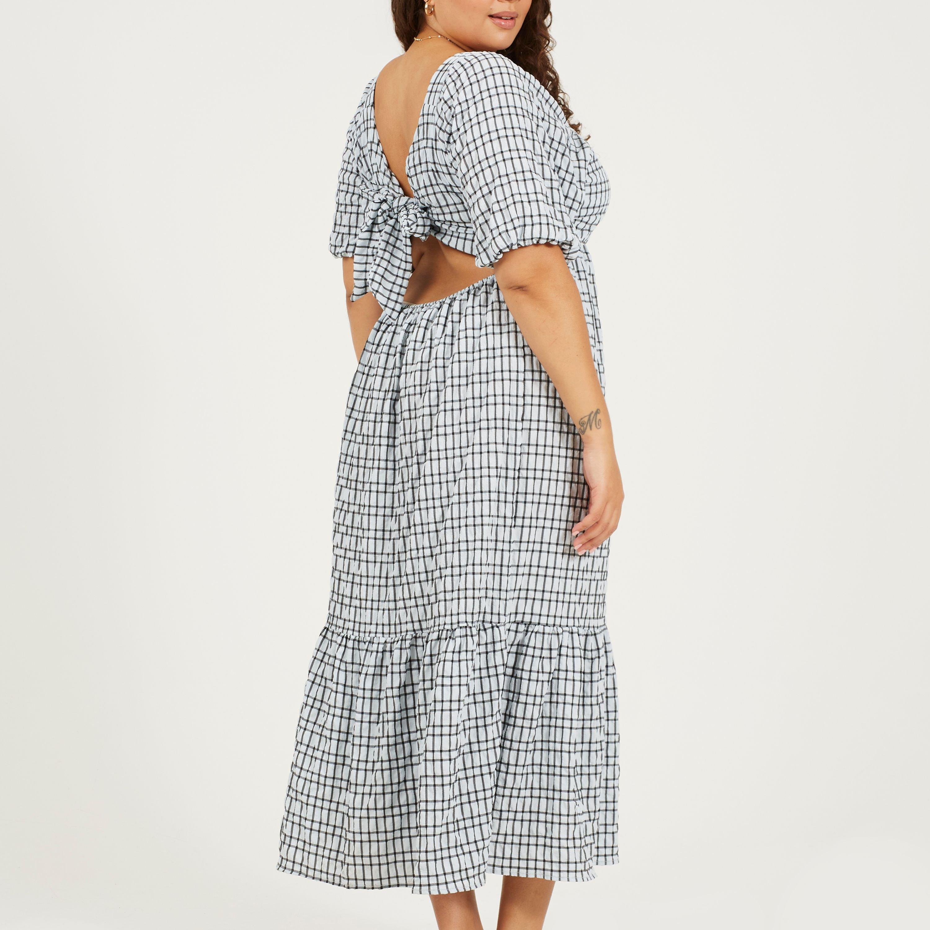 Azzurro pallido - Brave Soul - Womens Plus Size Seersucker Maxi Dress with Tie Back Detail - 2