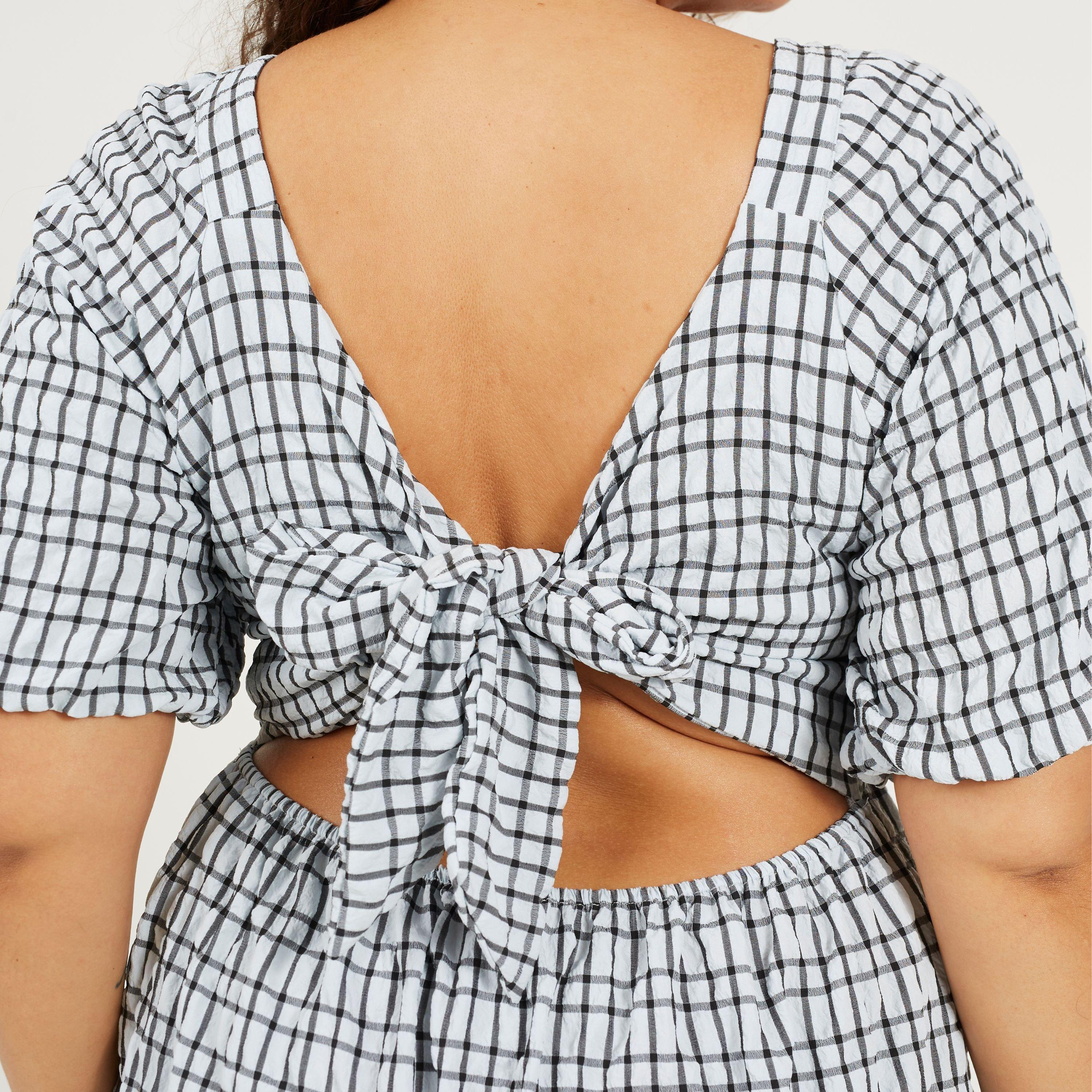 Azzurro pallido - Brave Soul - Womens Plus Size Seersucker Maxi Dress with Tie Back Detail - 3