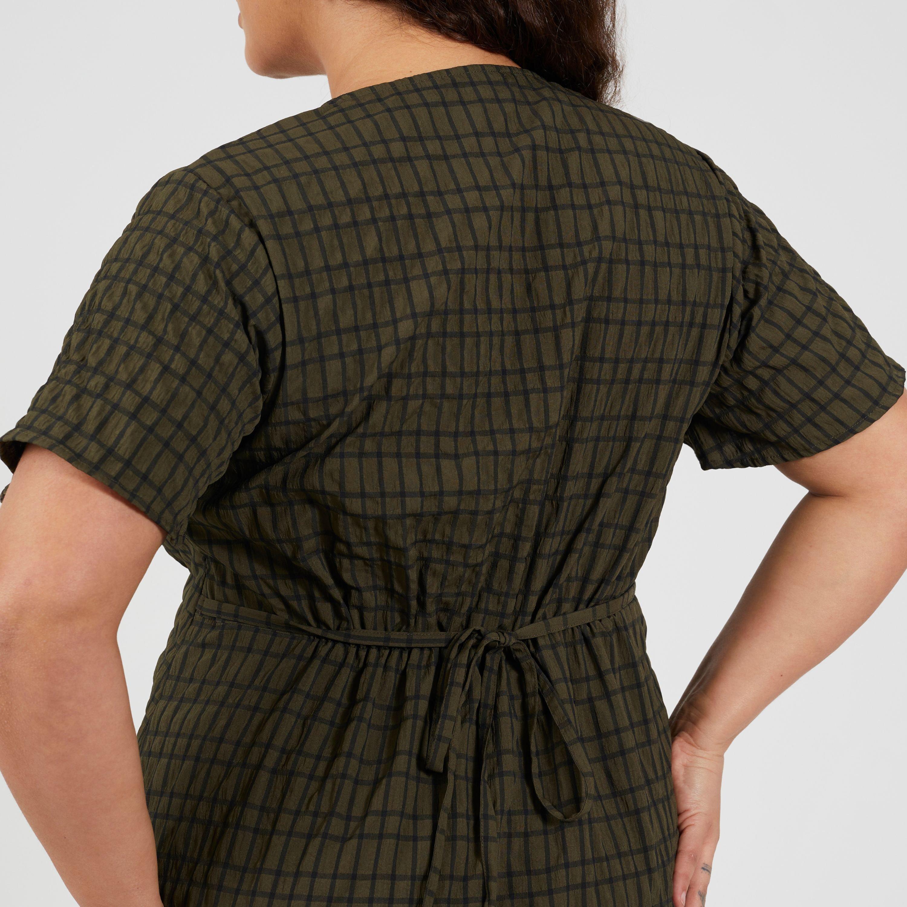 Khaki/Black - Brave Soul - BS Plus Size Midi Dress with Tie Detail - 3