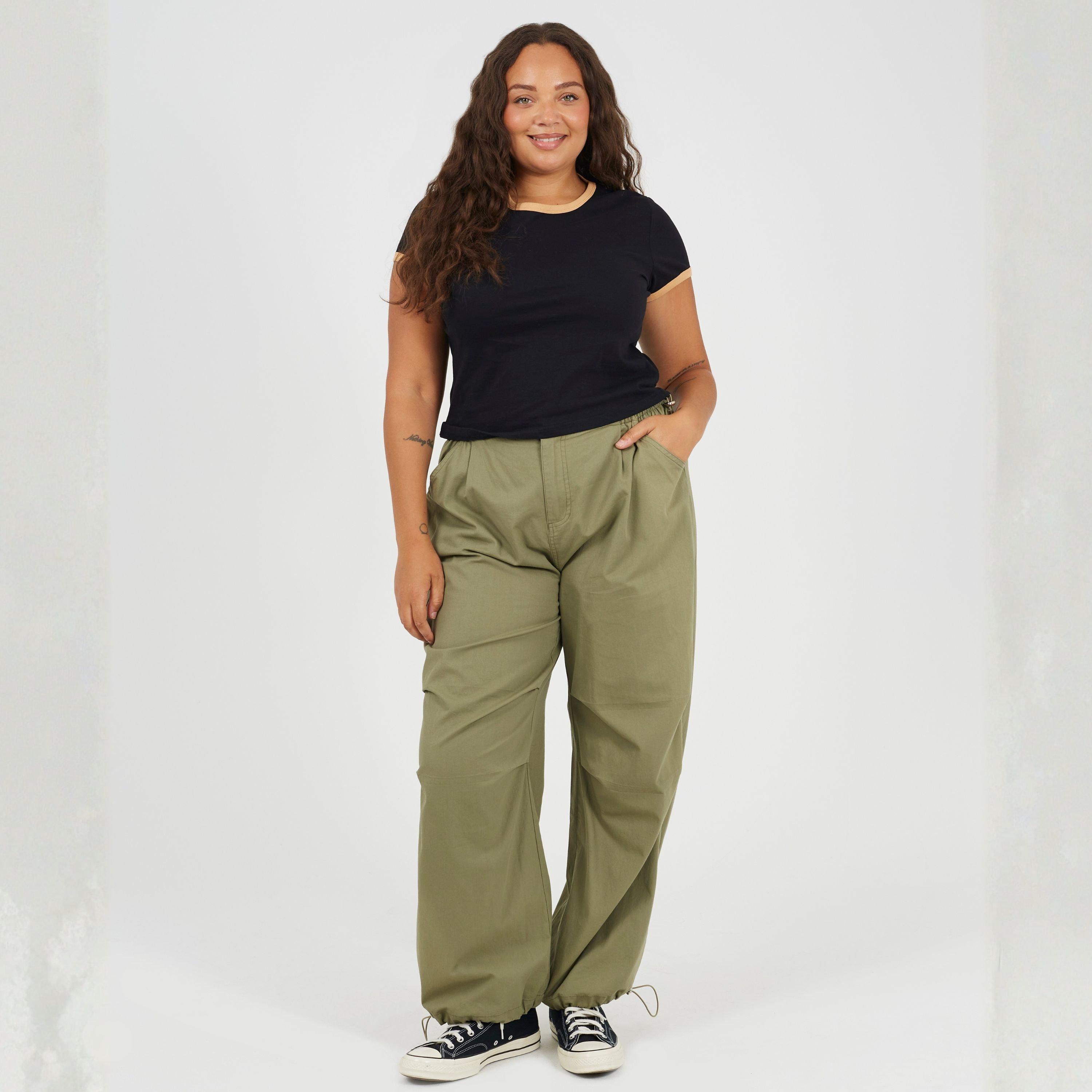Sort/Kamel - Brave Soul - Plus Size Short Sleeve T-shit with Contrast Neck and Sleeve Rib - 4